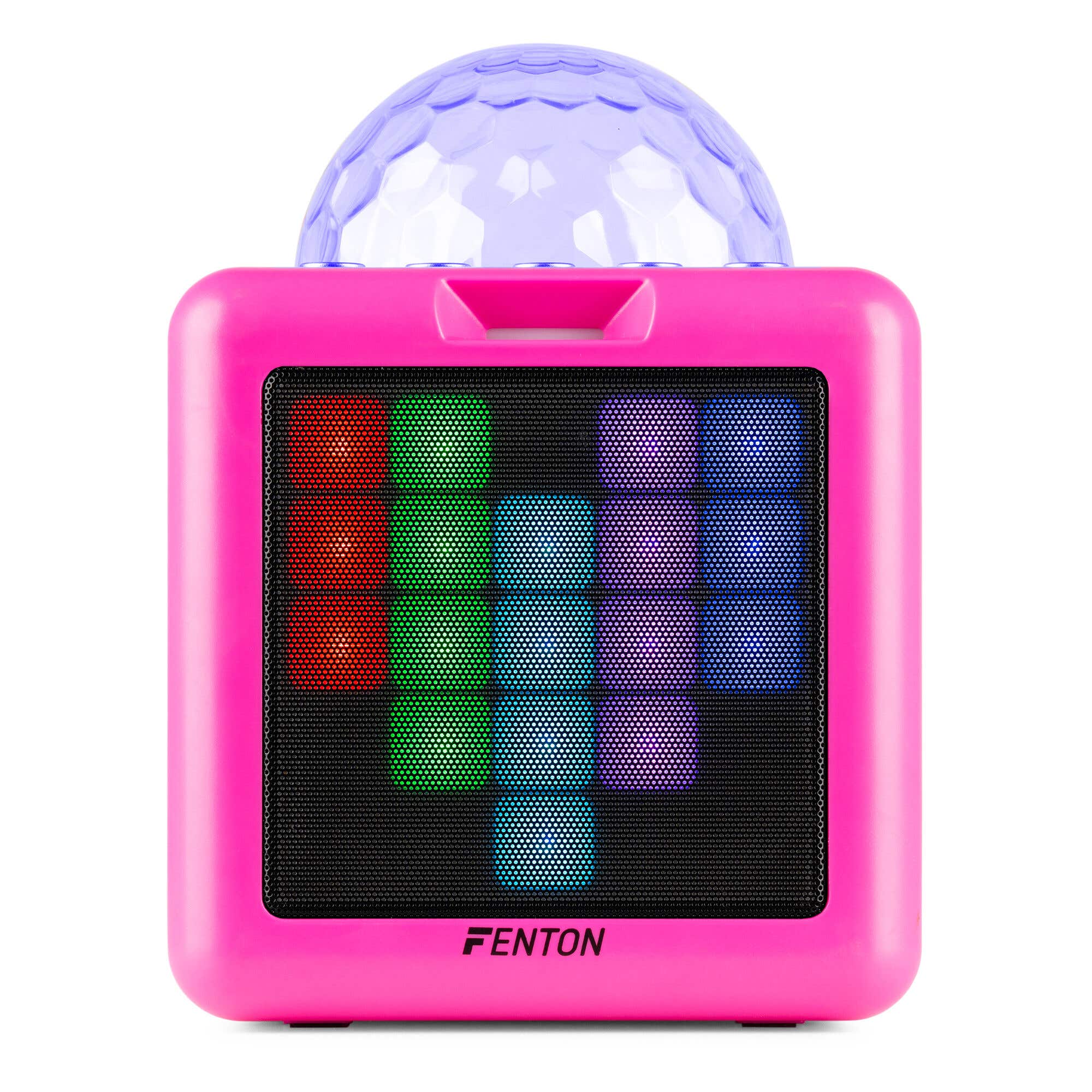 Fenton KAR15P karaokeset met Bluetooth en 2 microfoons - Inclusief RGB-lichteffecten - Roze