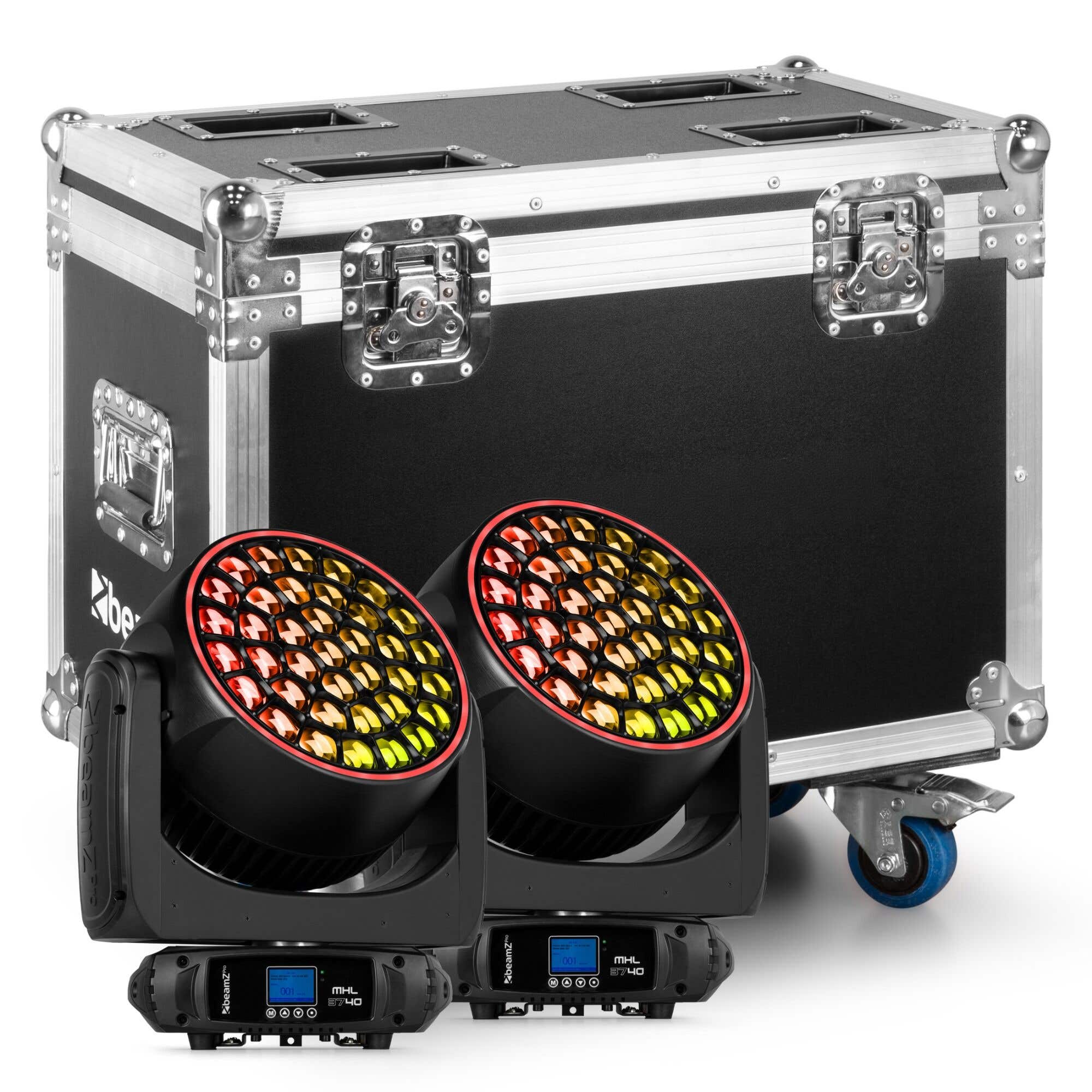 BeamZ Pro MHL3740 set van 2 wash moving heads met flightcase - Pixel control en zoom - RGBW LED’s