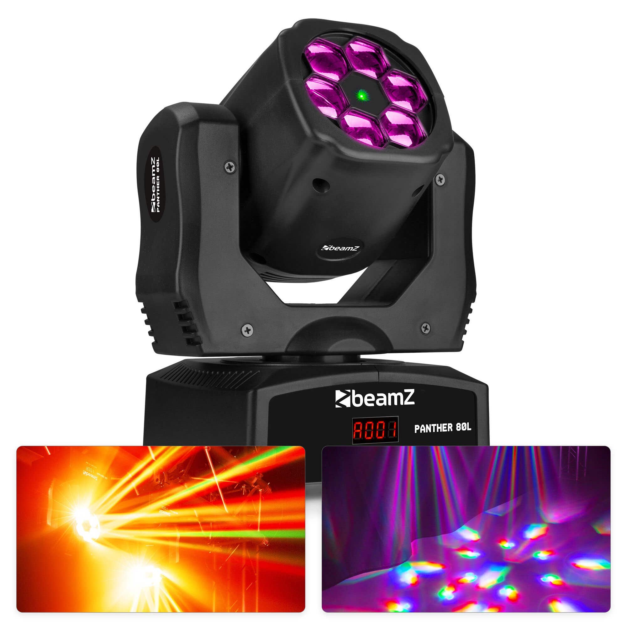 Retourdeal - BeamZ Panther80L Bee Eye moving head met pattern-effect en roterende lenzen - Met 6x 12W RGBW LED’s 