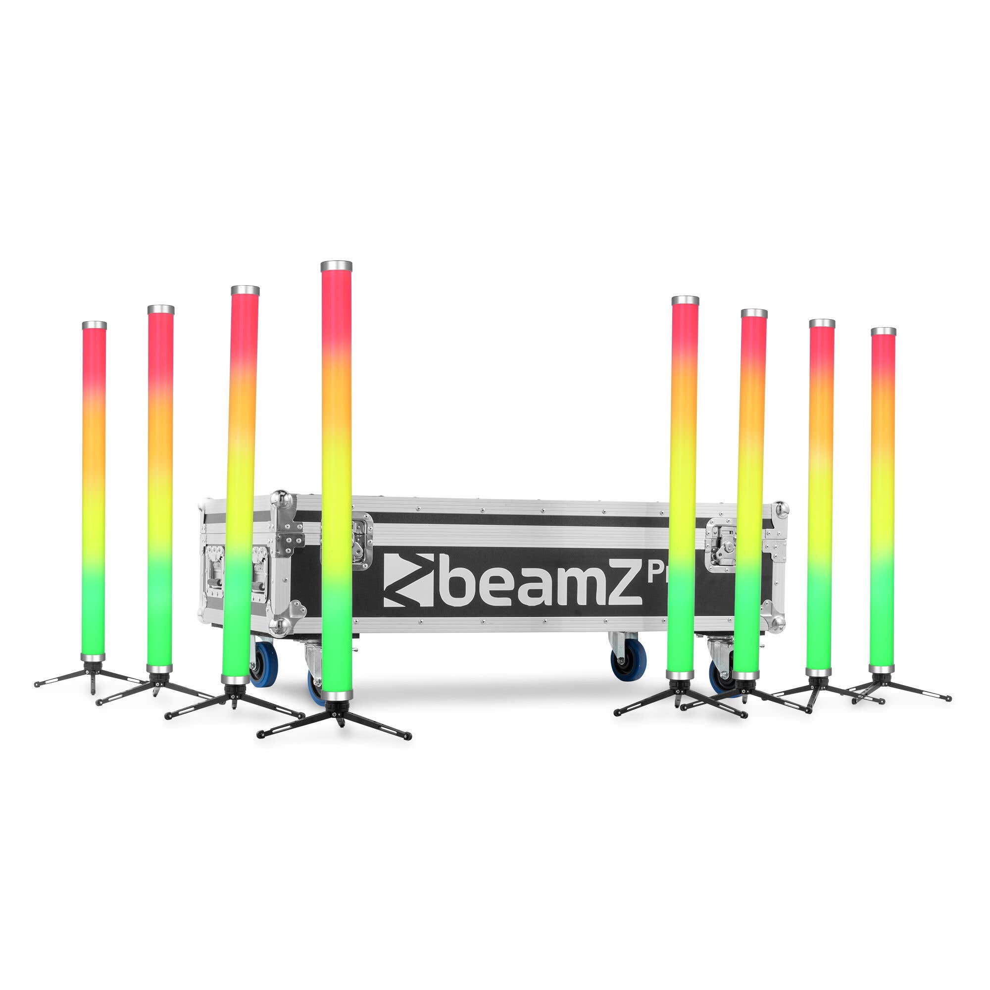 BeamZ Pro Kratos LED Tube70 set - 8x LED tubes in flightcase - RGBW LED’s - Oplaadbare accu - IP65