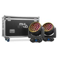 BeamZ Pro MHL3740 set van 2 wash moving heads met flightcase - Pixel control en zoom - RGBW LED’s