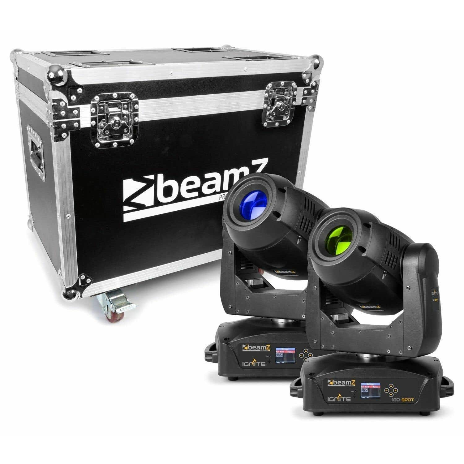 BeamZ Set van 2 IGNITE180 spot LED Moving Heads in Flightcase