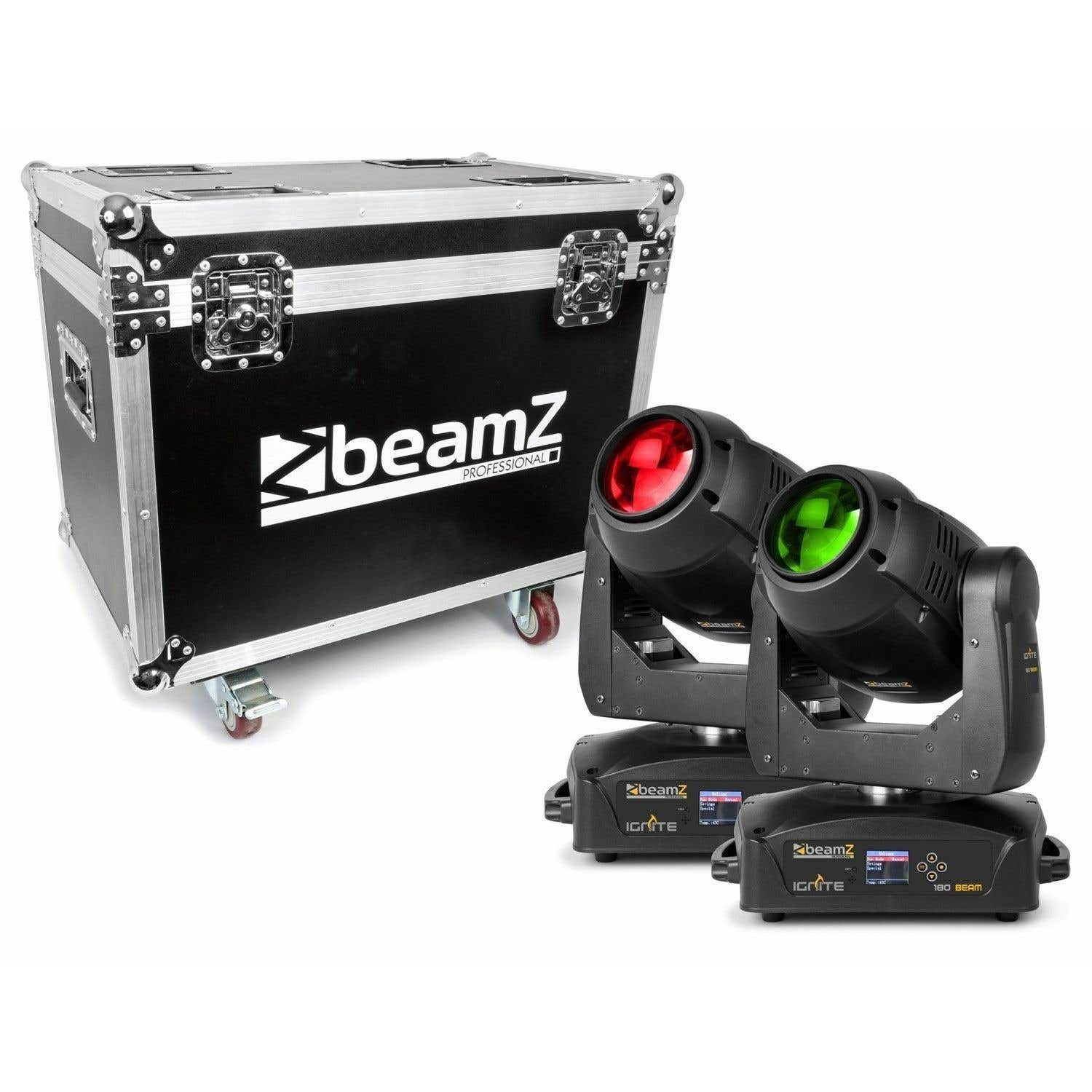 Retourdeal - BeamZ Set van 2 IGNITE180B LED Moving Heads in flightcase