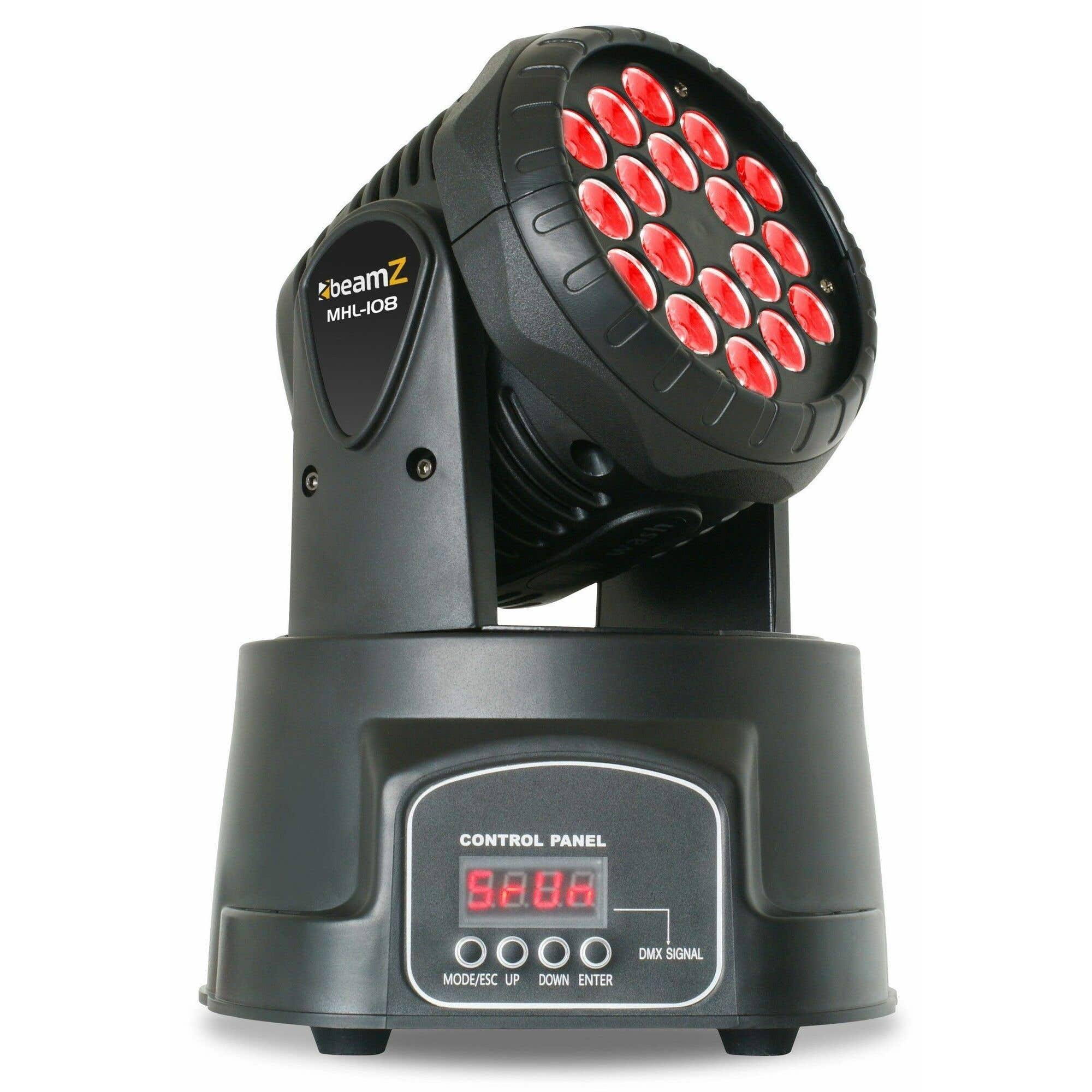 BeamZ MHL108MK4 Compacte moving head 18x 3W RGB LEDs