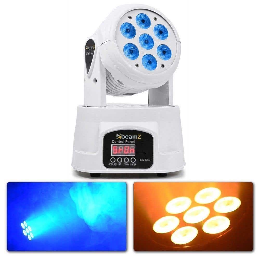 Retourdeal - BeamZ MHL74 Movinghead Wash met 7x 10W Quad LEDs - WIT