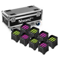 BeamZ Professional BBP48 set van 8 accu uplights in flightcase - Waterdichte uplights - RGBWA-UV