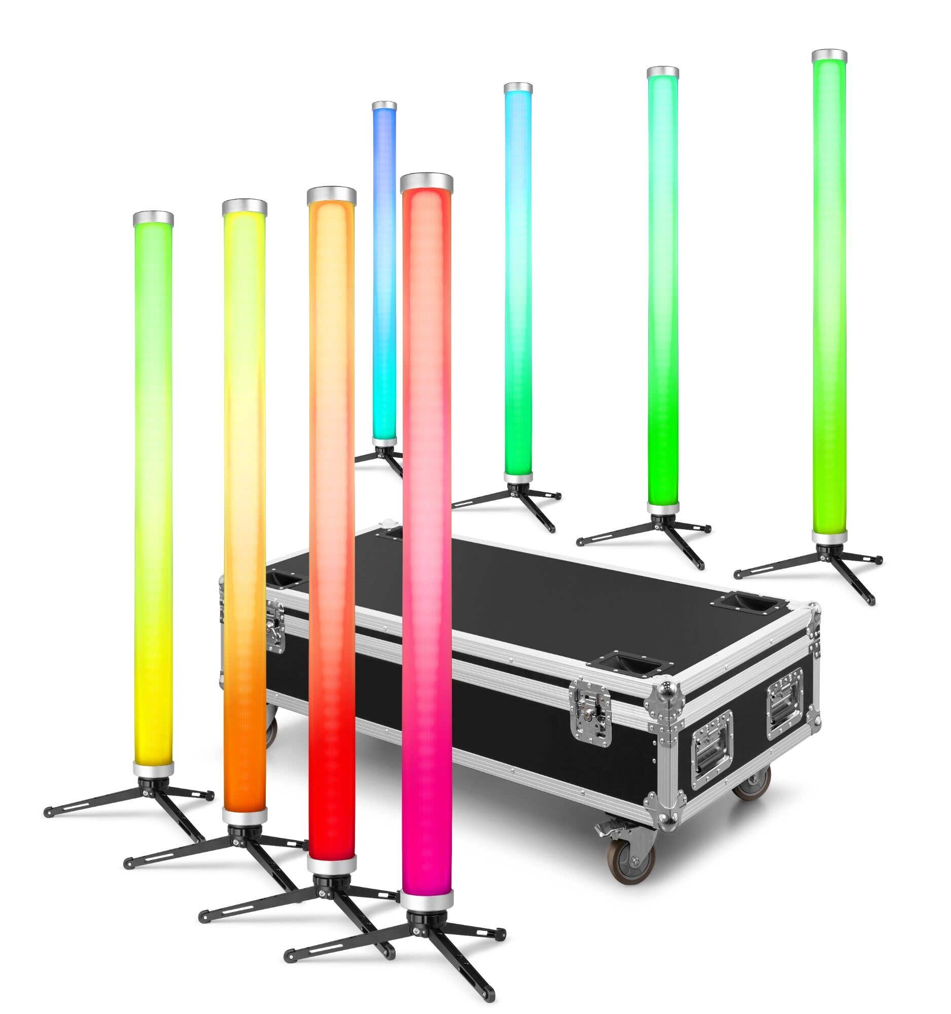 BeamZ Pro Kratos LED Tube70 set - 8x LED tubes in flightcase - RGBW LED’s - Oplaadbare accu - IP65