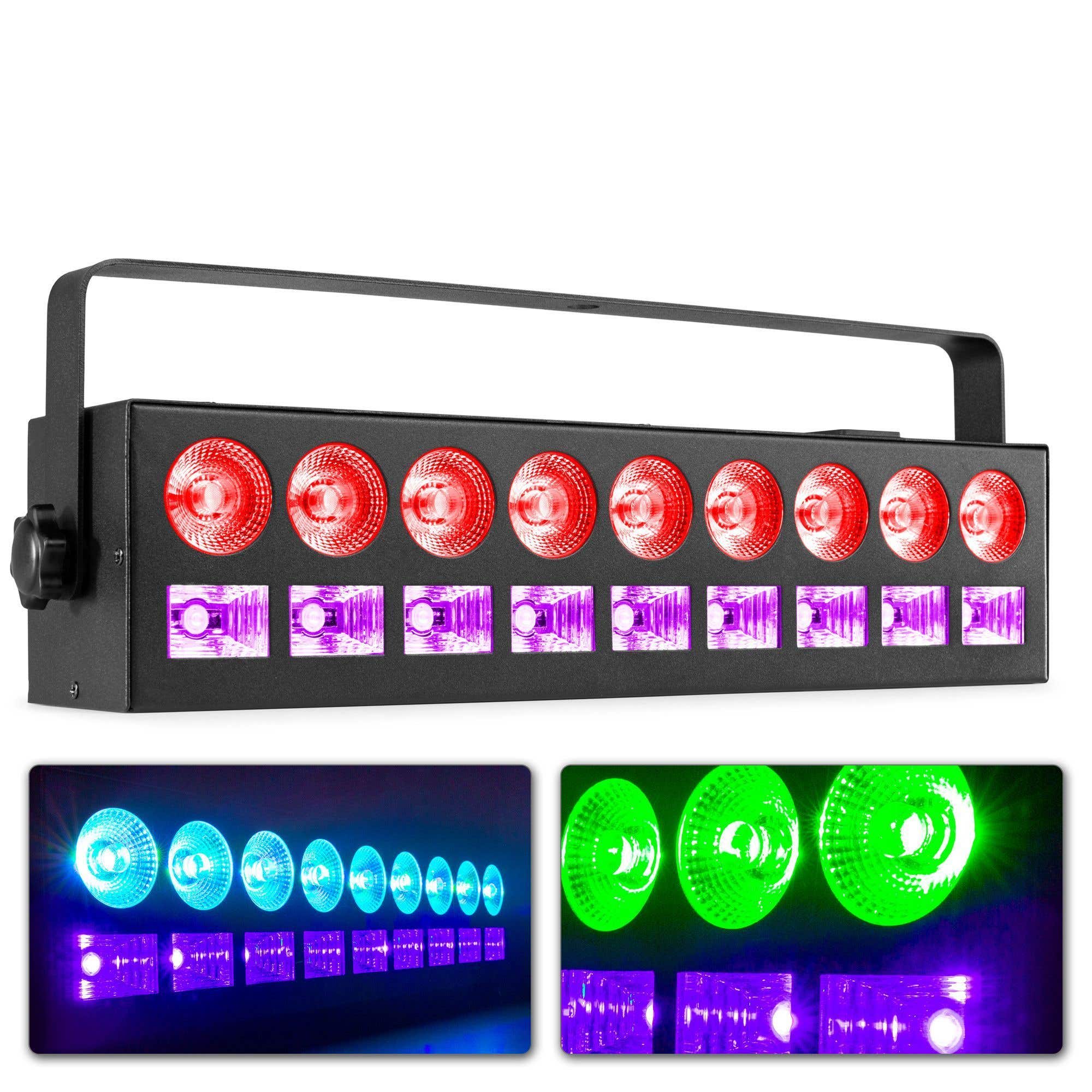 BeamZ LCB99 LED bar met 9x kleuren LED&apos;s en 9x blacklight LED&apos;s