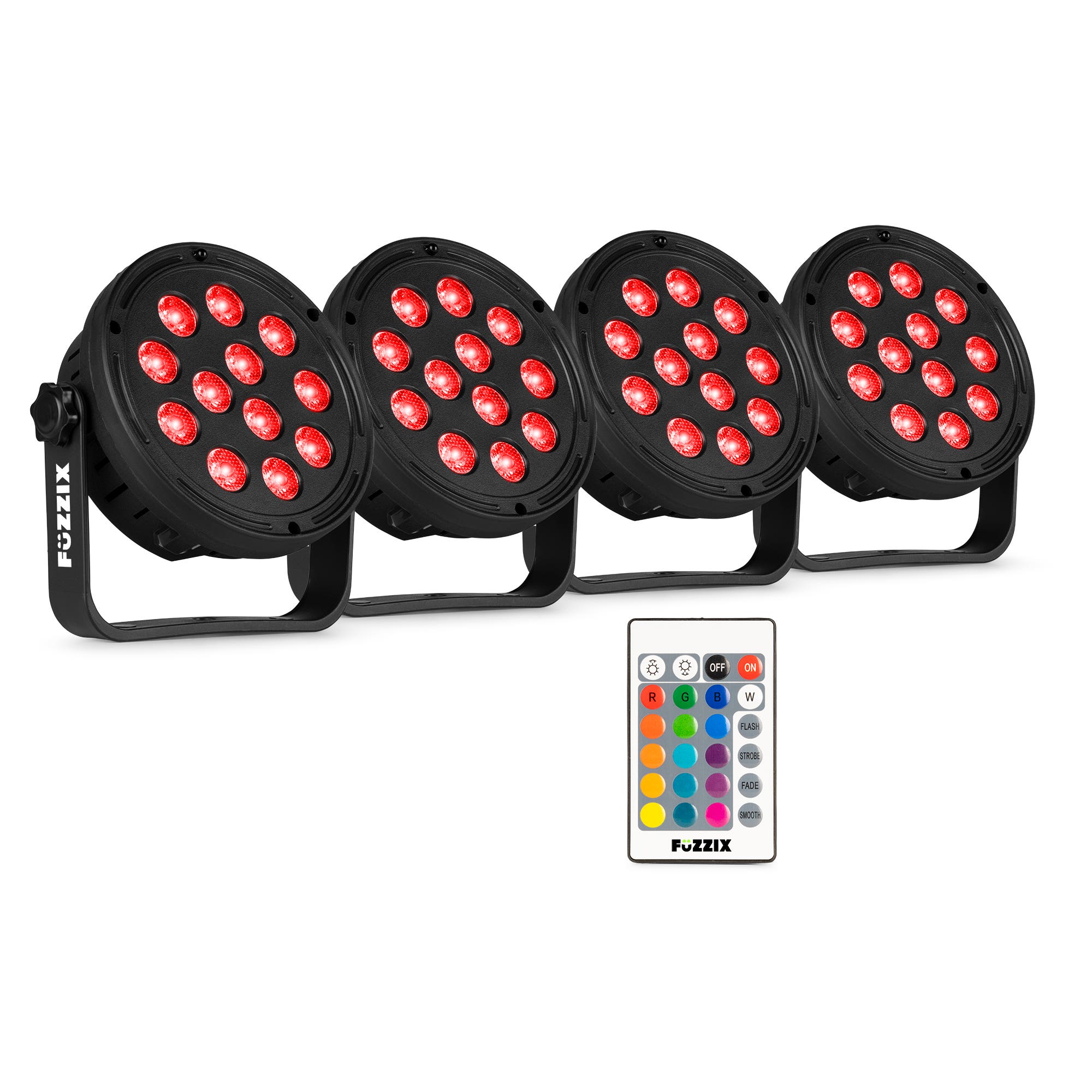 Fuzzix Comet M12 LED par set - 4 LED parren met 12 RGB LED’s - Discolampen met afstandsbediening