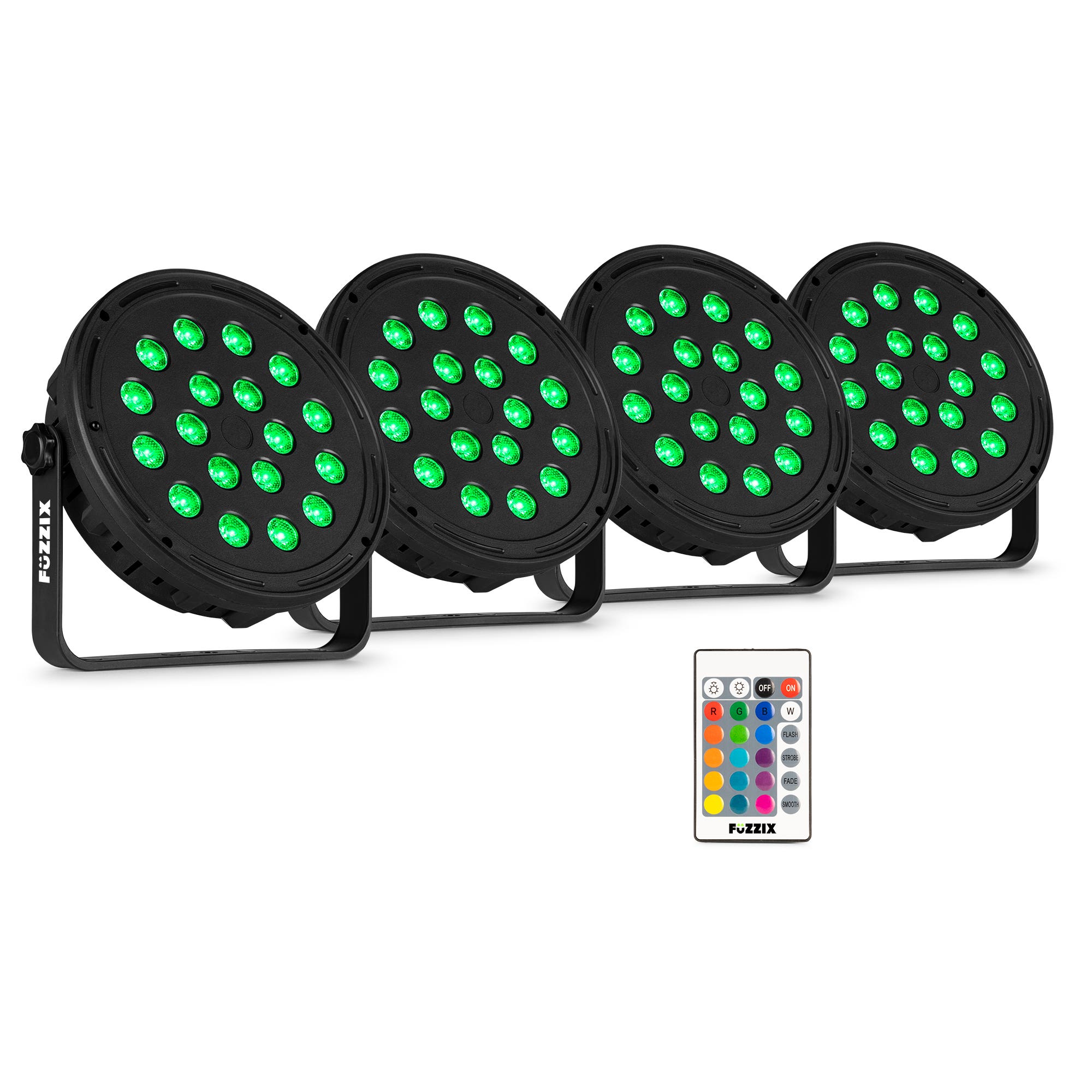 Fuzzix Comet M16 LED par set - 4 LED parren met 18 RGB LED’s - Discolampen met afstandsbediening
