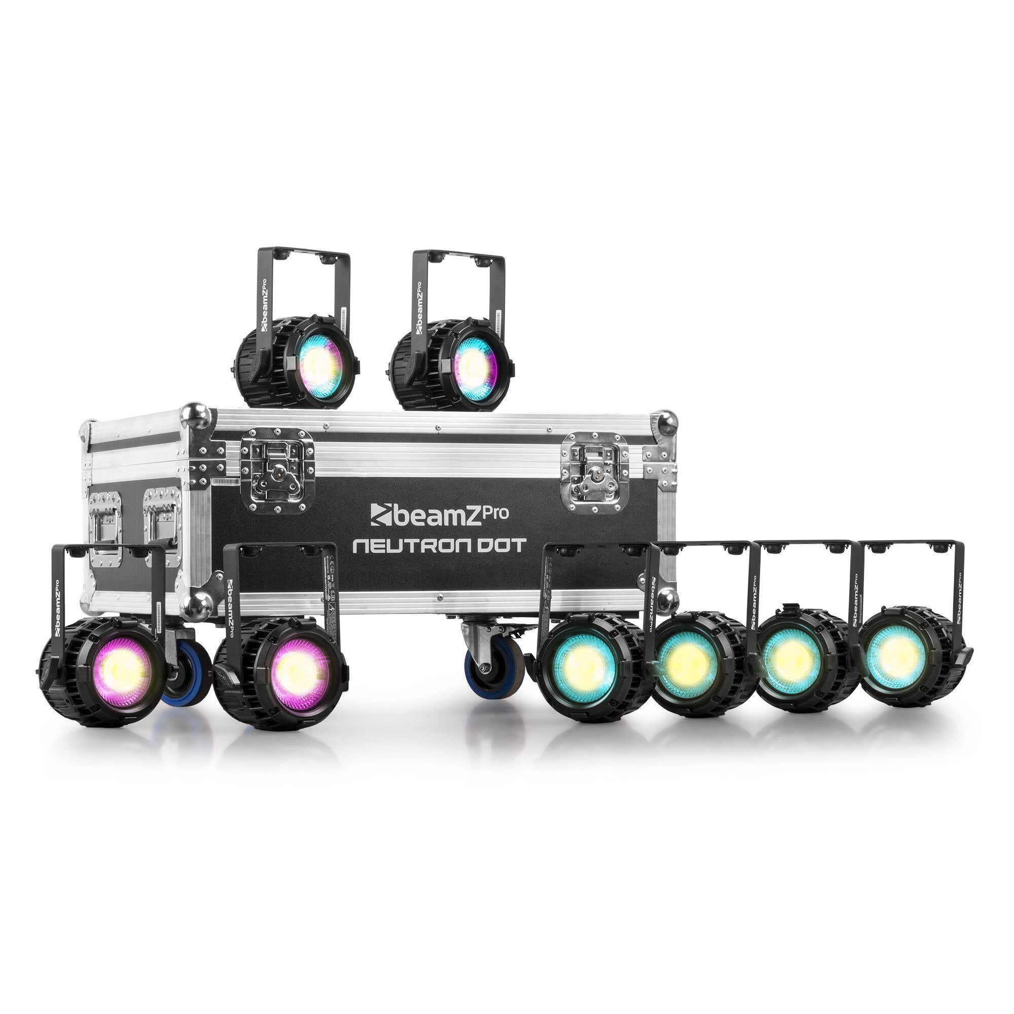 BeamZ Professional set met 8x Neutron-Dot combi blinder en flightcase - IP65 waterdicht - WW + RGB
