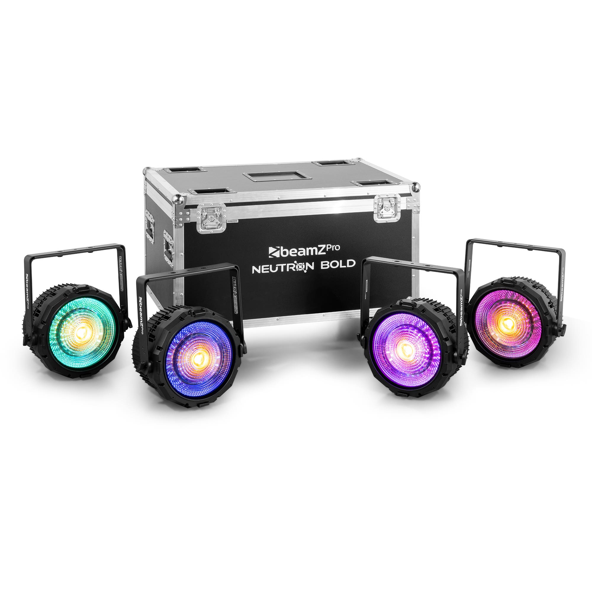 BeamZ Pro set van 4 Neutron-Bold TM fixtures in flightcase - Hybride LED-fixture met RGBWA - IP65 