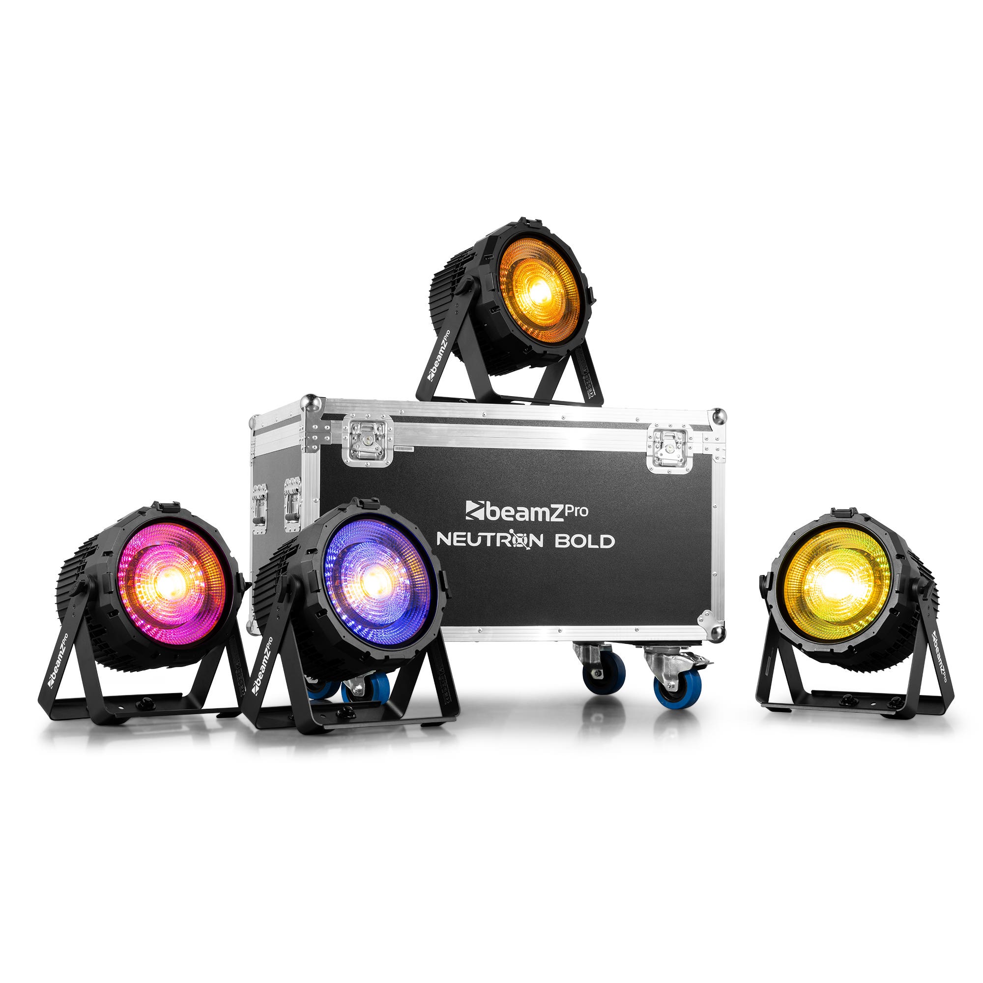 BeamZ Pro set van 4 Neutron-Bold FC fixtures in flightcase - Hybride LED-fixture met RGBAL - IP65  