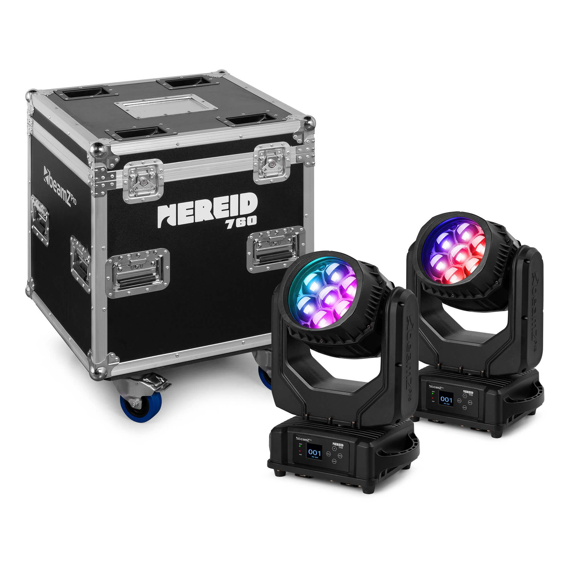 BeamZ Pro Nereid740 Waterdichte Bee Eye moving head set van 2 in flightcase - 7x 40W RGBW LED’s