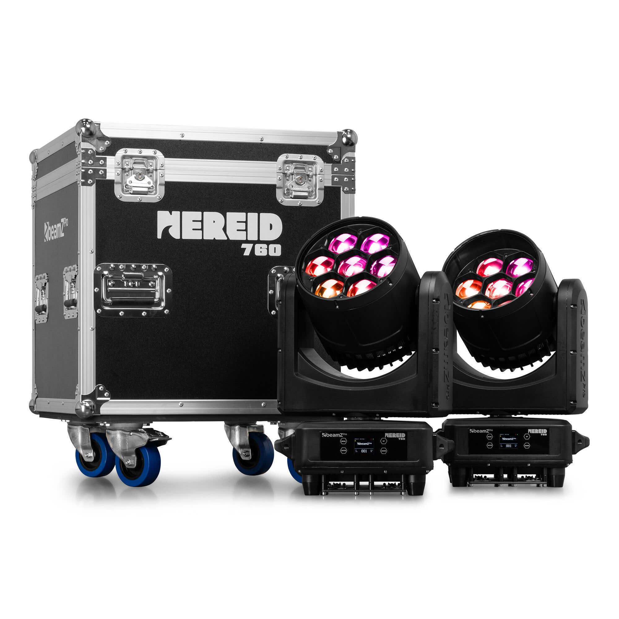 BeamZ Professional Nereid760 waterdichte moving heads in flightcase - 2x Bee Eye moving heads - RGBW