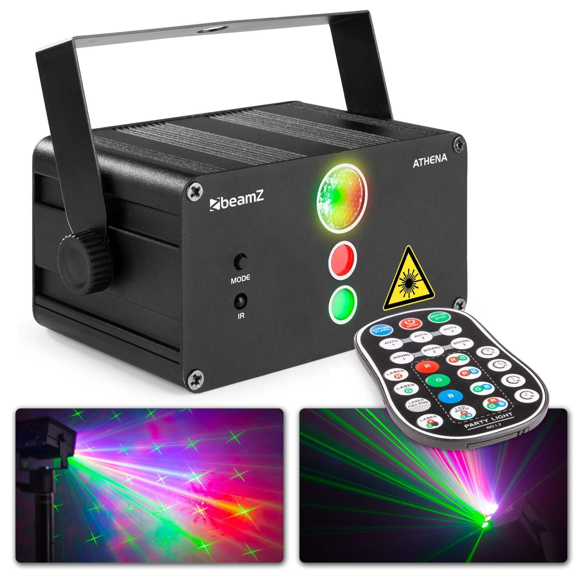 Retourdeal - BeamZ Athena accu disco laser met 2 gobo lasers en