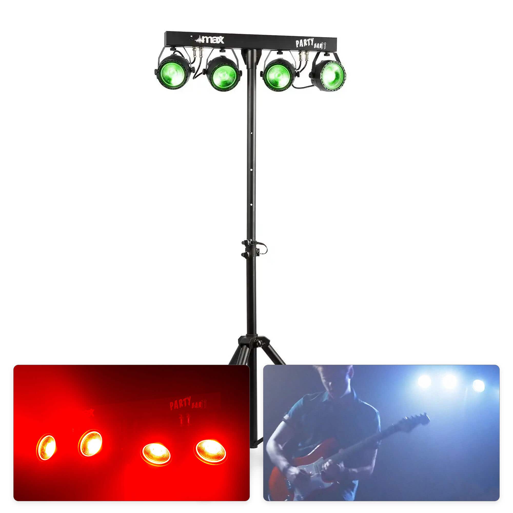 MAX Partybar11 lichtset - 4x 20W COB Par + statief