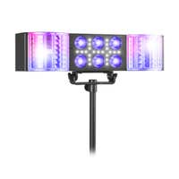 Retourdeal - Fuzzix DerbyStar2 - Partybar met dubbele Derby - PAR met RGB-UV LED’s - Stroboscoop - Op Statief