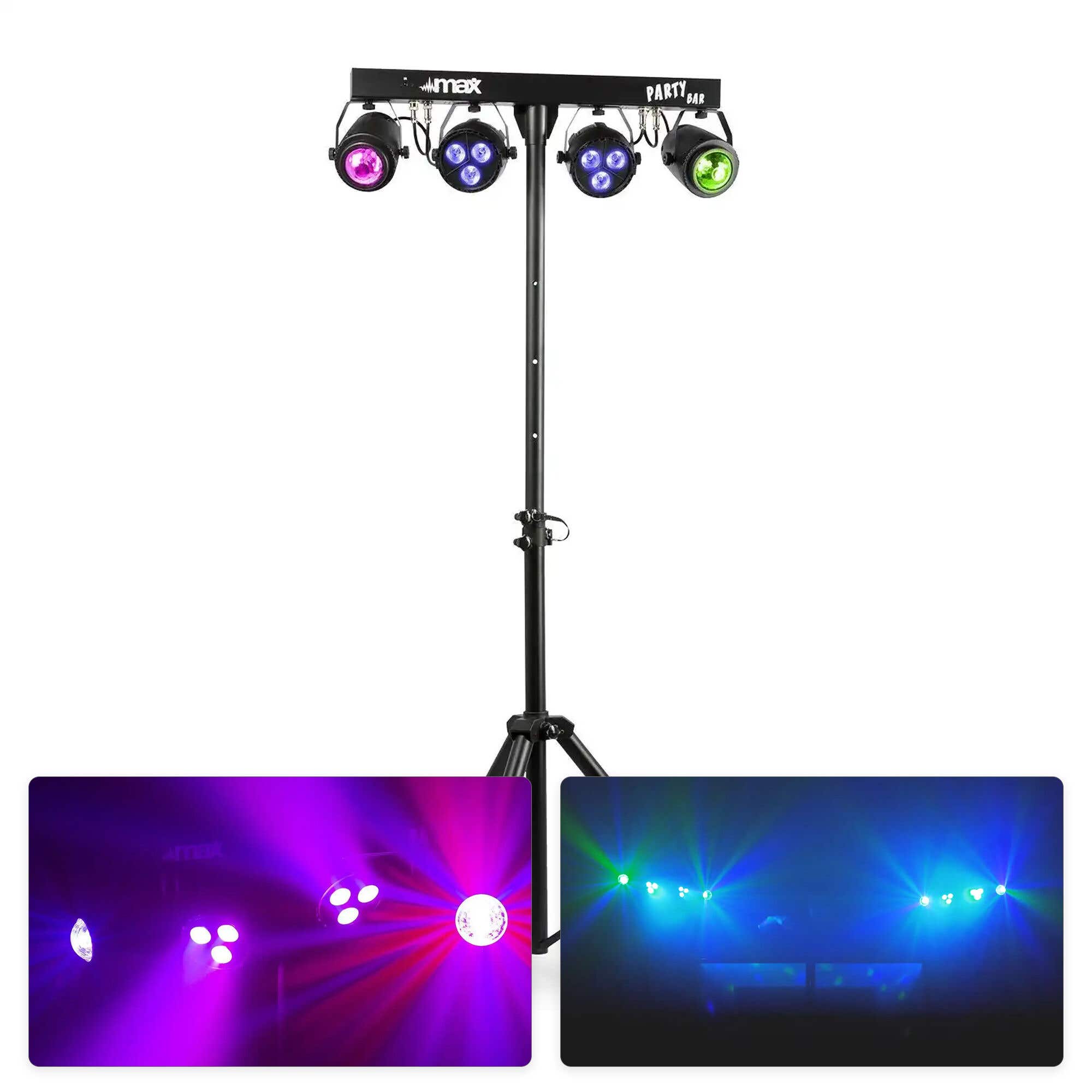 MAX PartyBar1 met 2x RGBW LED spot en 2x Jellymoon incl. statief