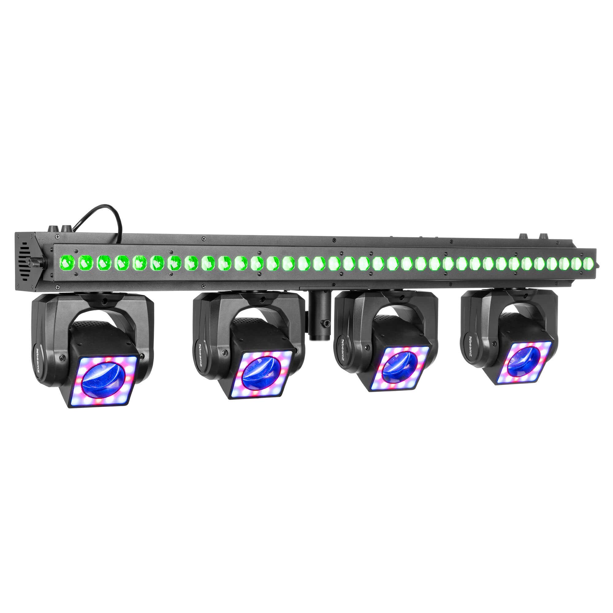 BeamZ ShowBar GO Vibe - Moving head bar met 4 moving heads - Met LED bar en LED ringen - RGBW