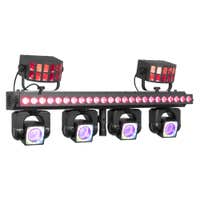 BeamZ ShowBar GO Ultra - Moving head bar met 4 moving heads - Met LED bar en 2x Derby effects - RGBW