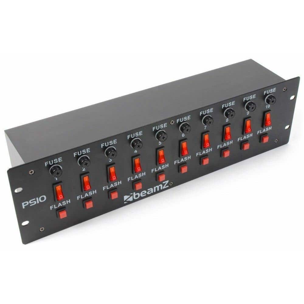 BeamZ PS10 Schakelpaneel 10-Kanaals met Flashtoets en IEC aansluiting