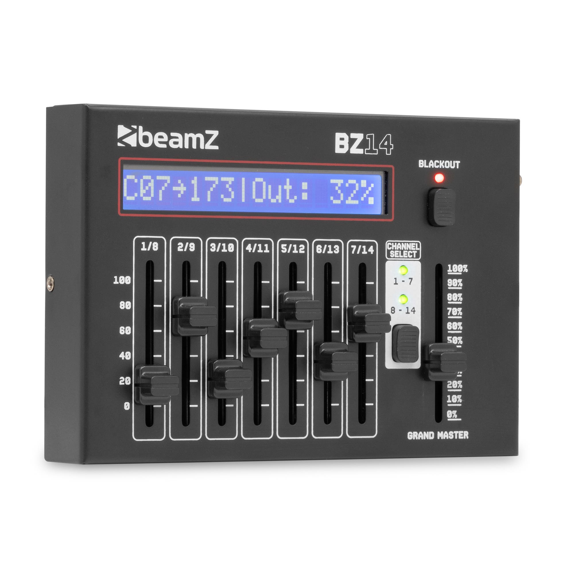 BeamZ BZ14 DMX controller - Mini DMX controller - Met 2x 7 kanalen