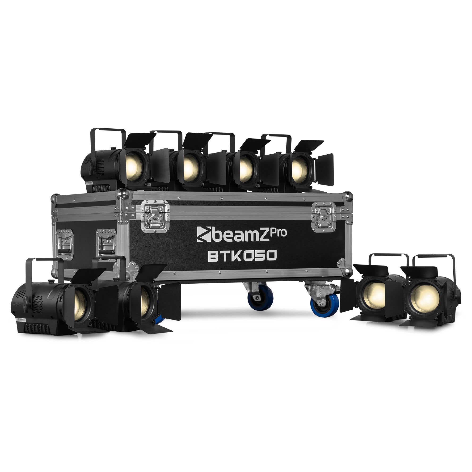 BeamZ Pro BTK050Z-3 fresnel set - 8 Mini fresnels met flightcase - Handmatige zoom - CW/WW COB LED’s