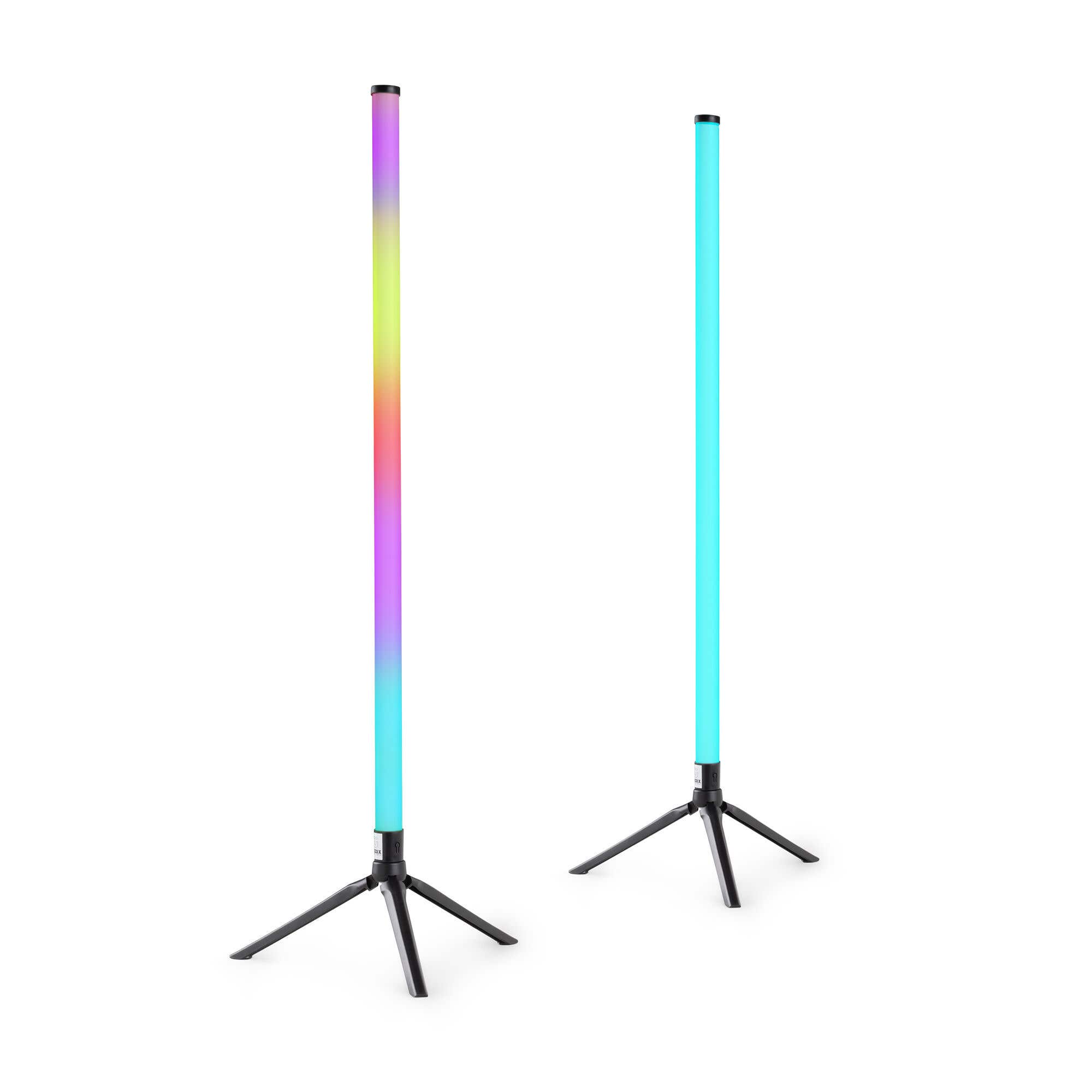 Retourdeal - Fuzzix Starry LED Tube set - 2 Vloerlampen - Met 2x 43 RGB LED’s - App bedienbaar en geluidgestuurd