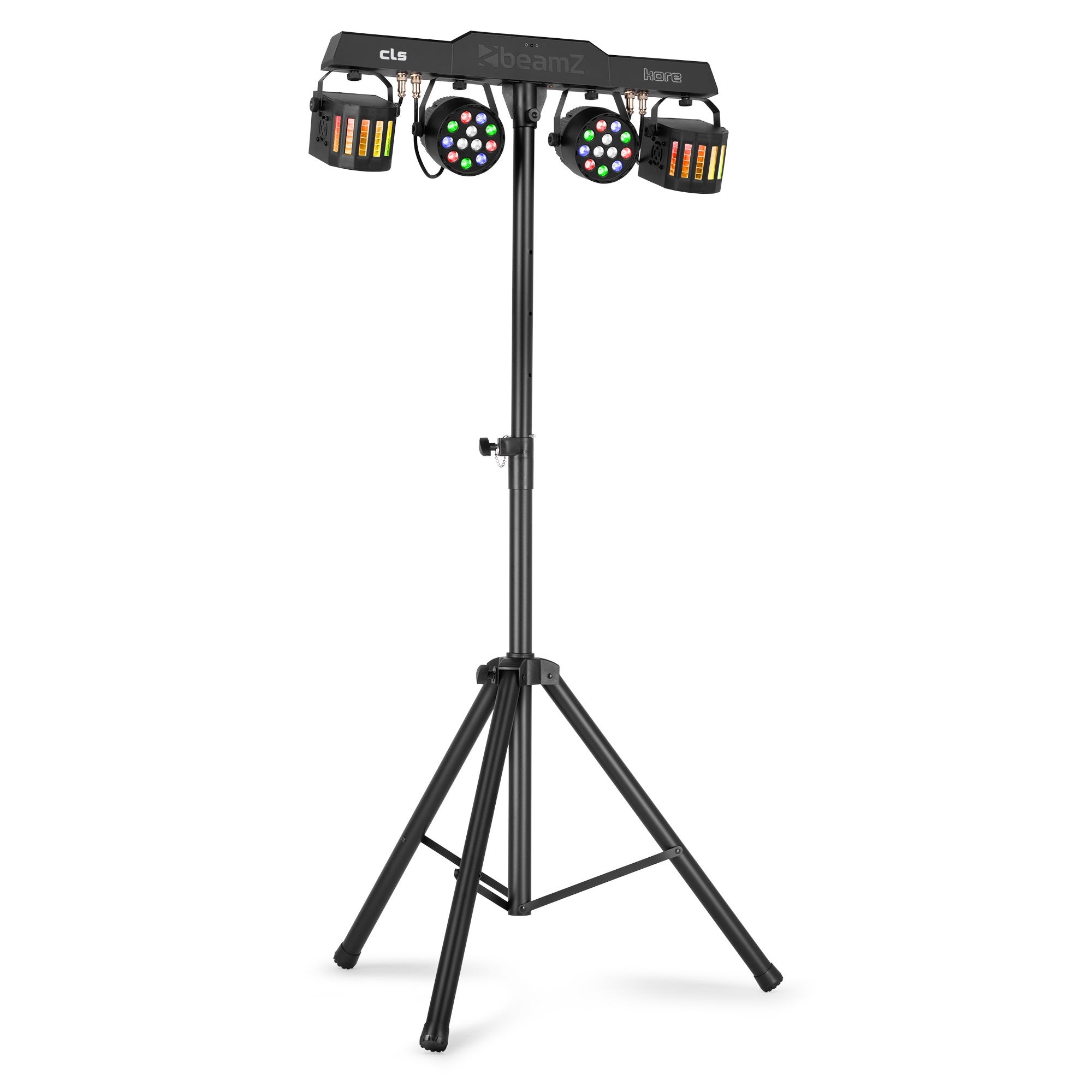 BeamZ CLS Kore Party Bar - Alles-in-een partyset met 2x RGBW LED par + 2x Derby - Met statief 