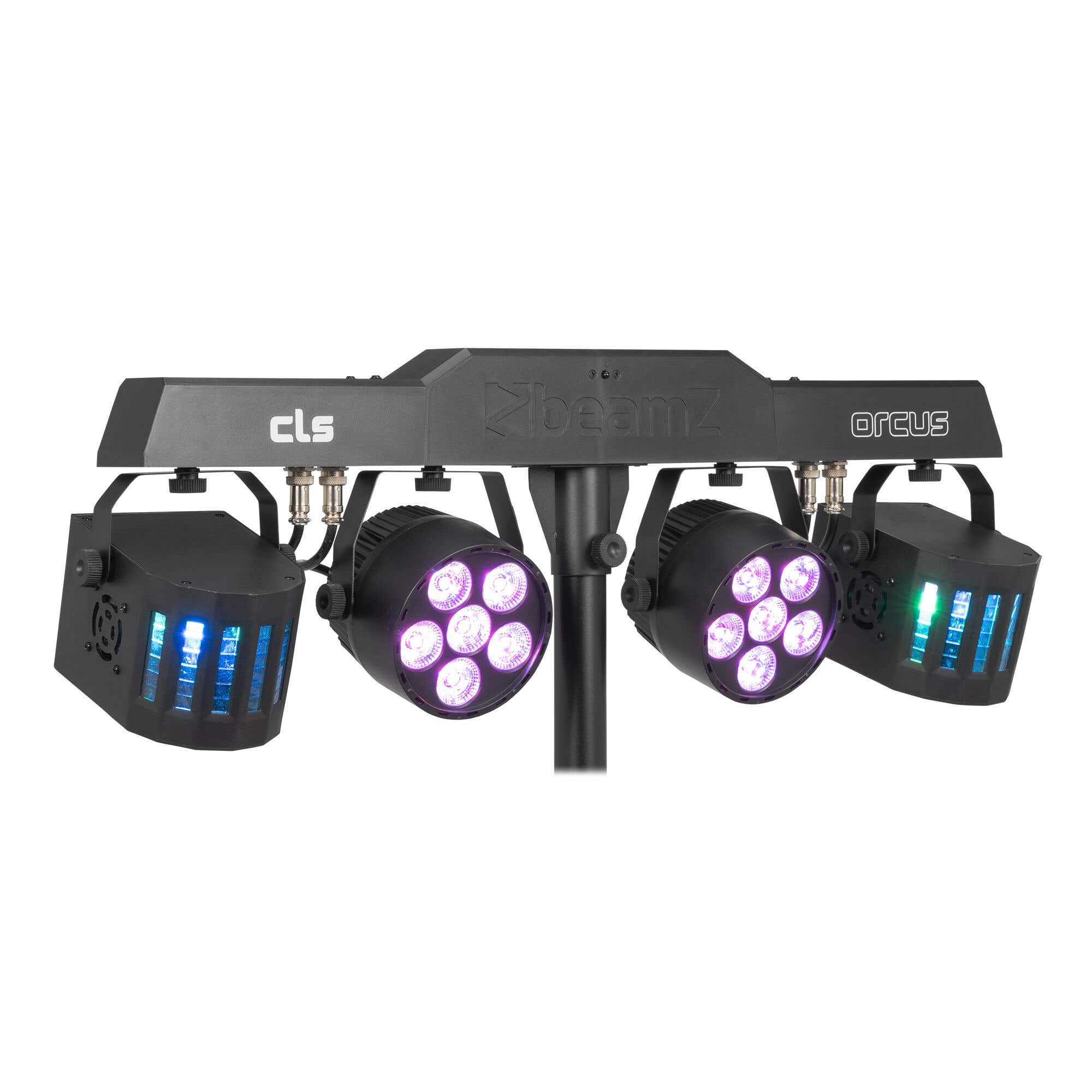 BeamZ CLS Orcus Party Bar - Alles-in-een partyset met 2x RGBW LED par + 2x Derby - Met statief 