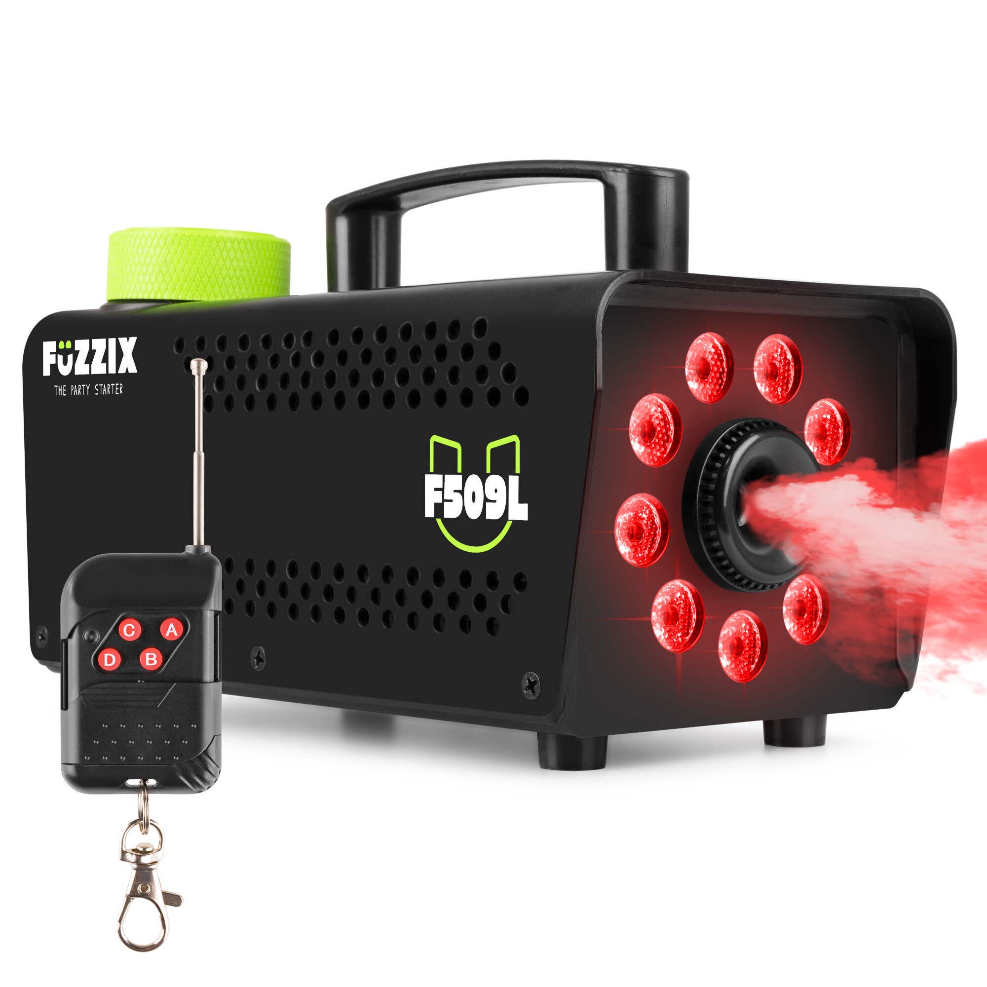Fuzzix F509L Party Rookmachine 500 Watt met 9 RGB LEDs en draadloze