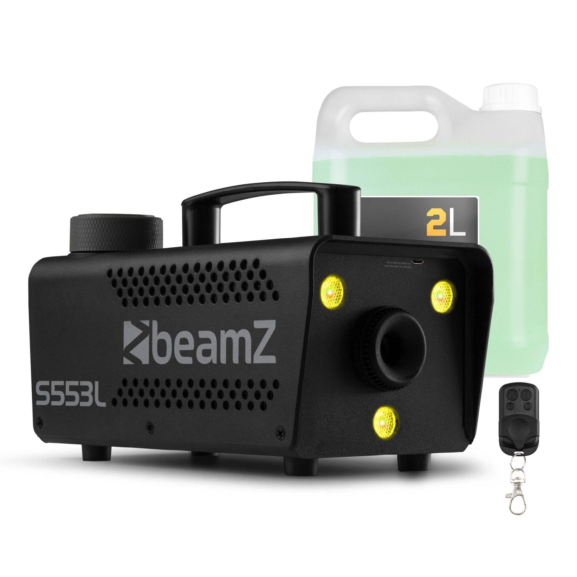 BeamZ S553L Rookmachine met LED’s - Set met 2 liter vloeistof - 3 RGB LED’s - 550W