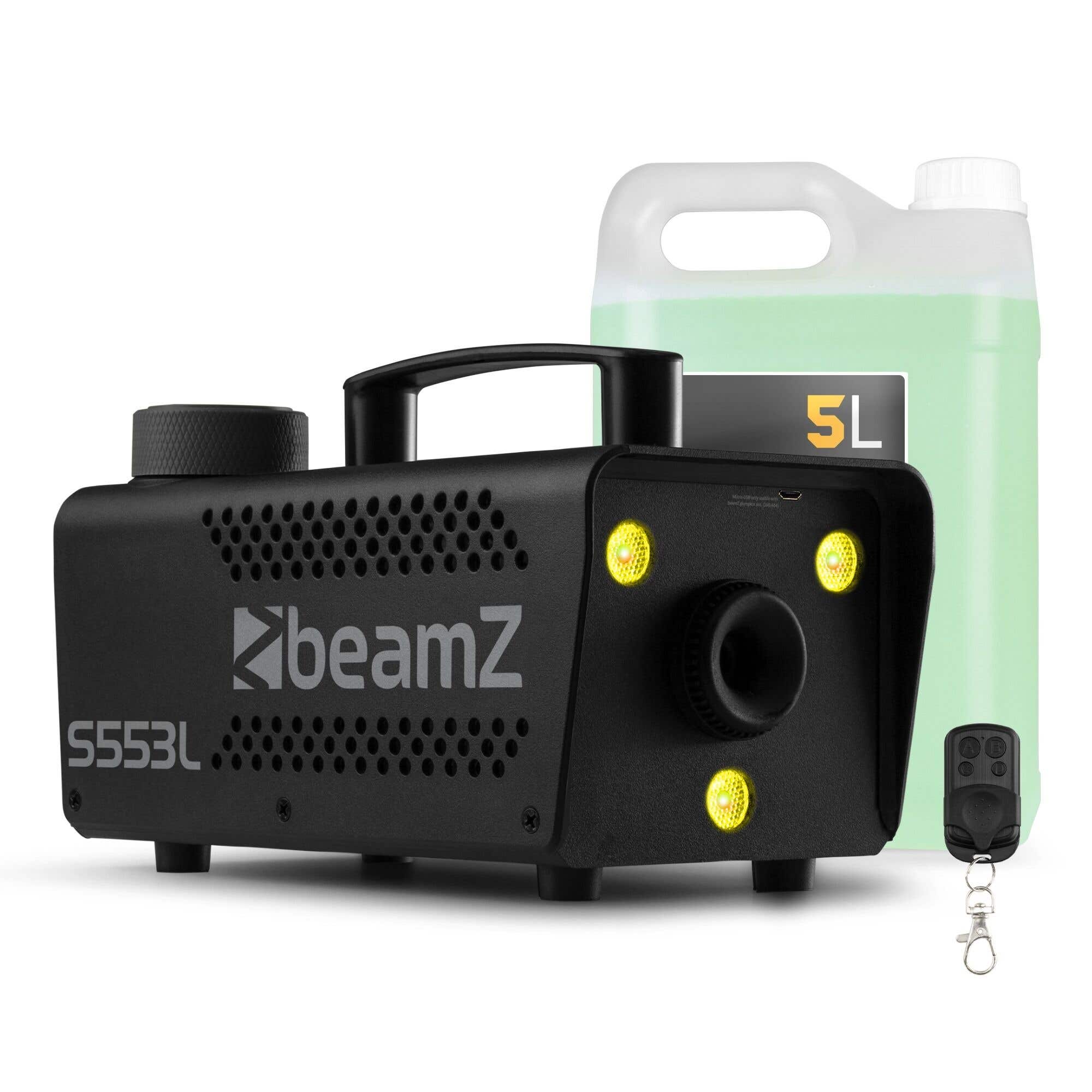 BeamZ S553L Rookmachine met LED’s - Set met 5 liter vloeistof - 3 RGB LED’s - 550W