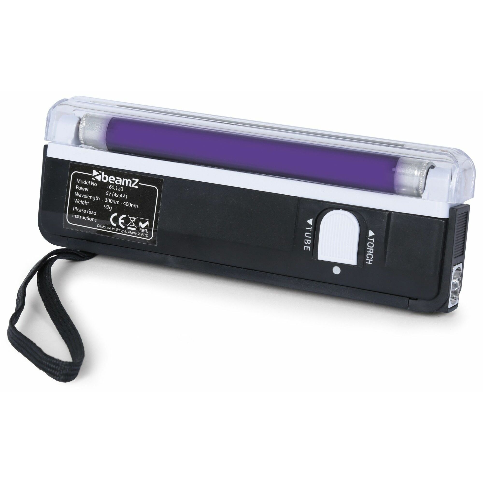 BeamZ draagbare 15cm Blacklight UV lamp met zaklamp