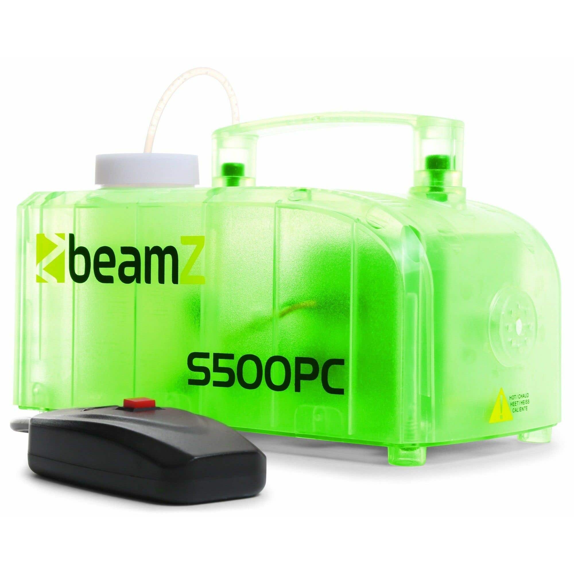 BeamZ S500PC transparante kunststof rookmachine 500 watt met lichteffect
