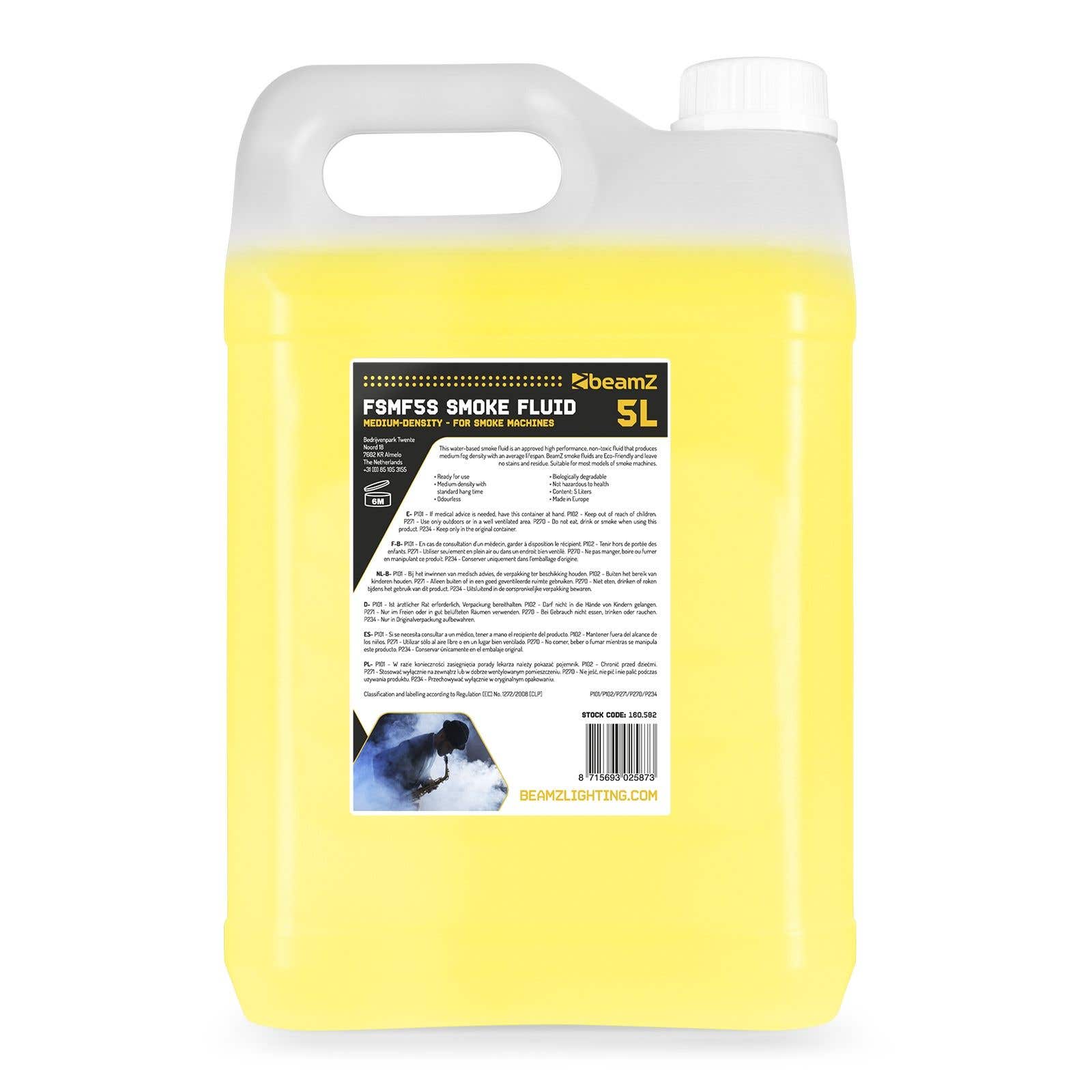 BeamZ FSMF5S rookvloeistof medium density - Geel  - 5L