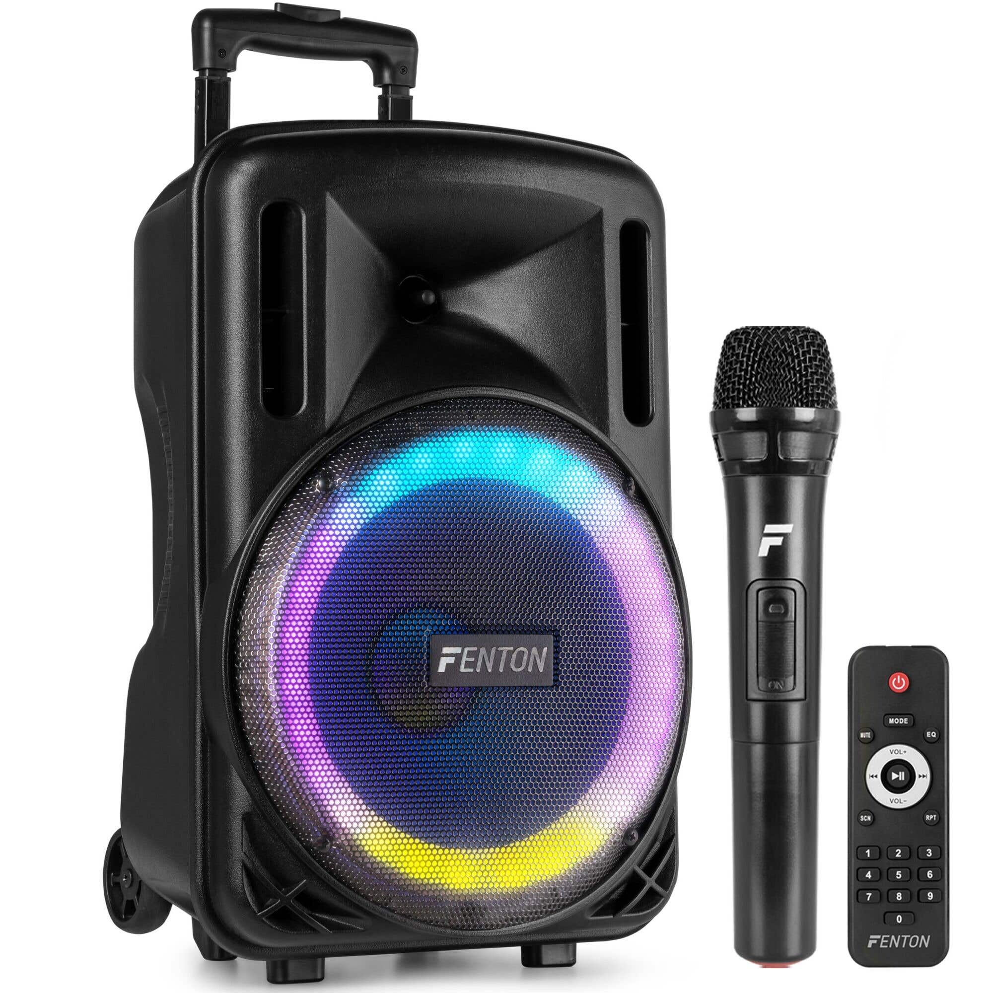 Retourdeal - Fenton FT10LED MK2 party speaker met Bluetooth - Karaoke speaker met microfoon - 10 inch - 450W