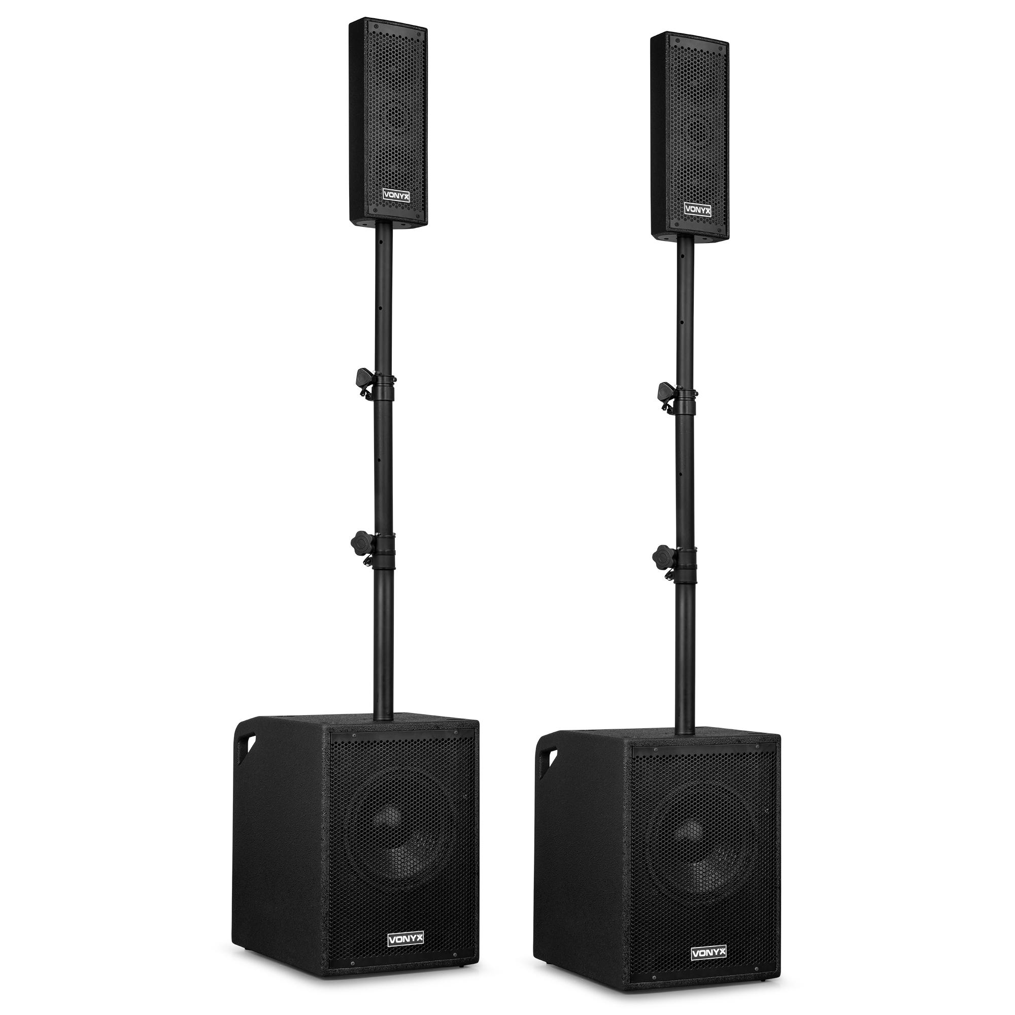 Vonyx VX1020BT Actieve speakerset - Geluidsinstallatie met Bluetooth - 2x 10 inch woofers - 1050W