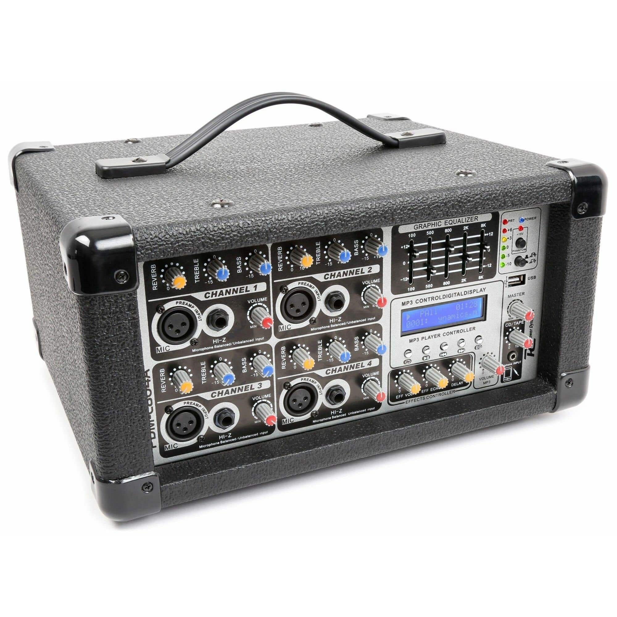 Power Dynamics PDM-C804A Stereo Mixer met versterker