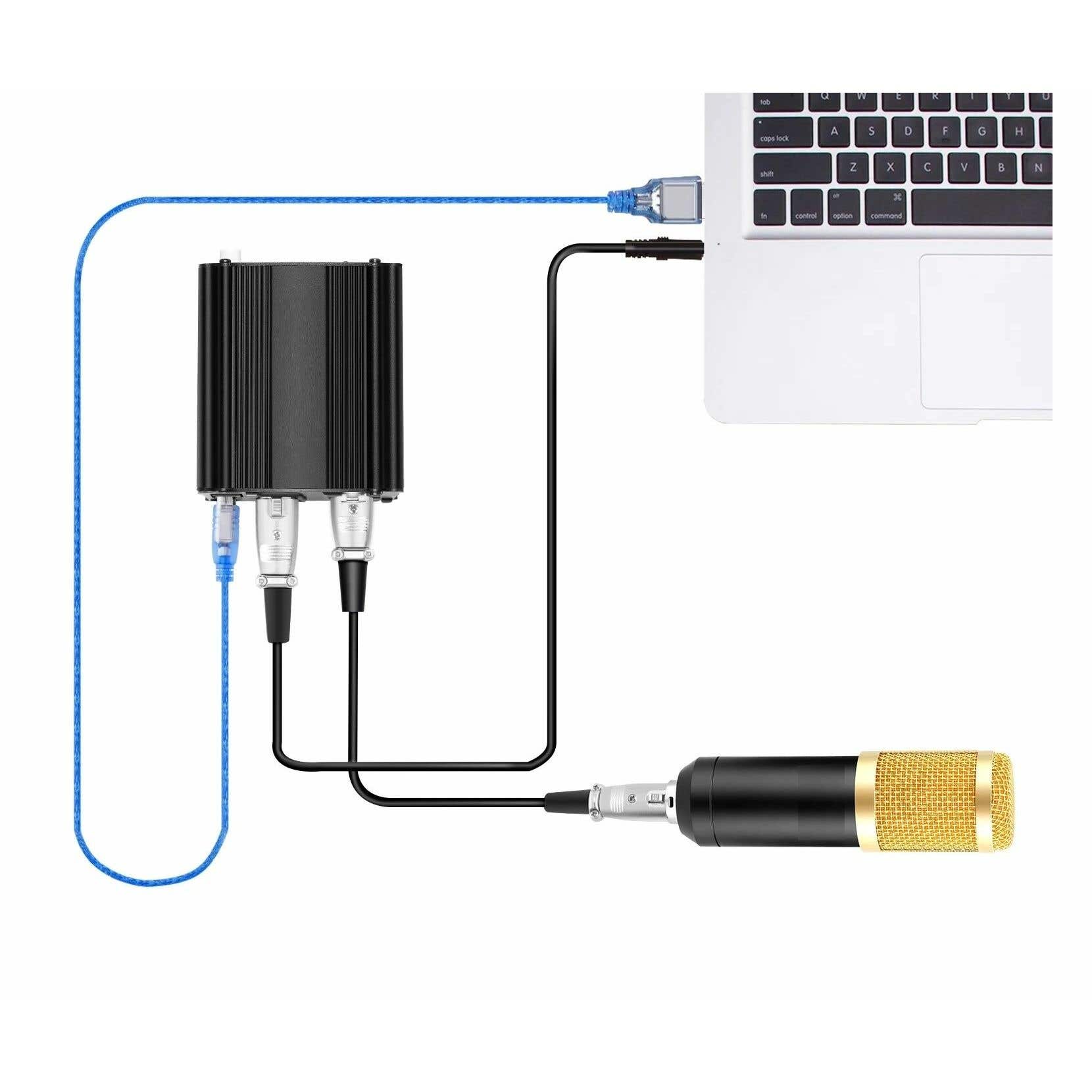 ieron 48V fantoomvoeding voor condensatormicrofoons Stabiele voeding met anti-ruistechnologie Ideaal voor muziekopnames en audioapparatuur