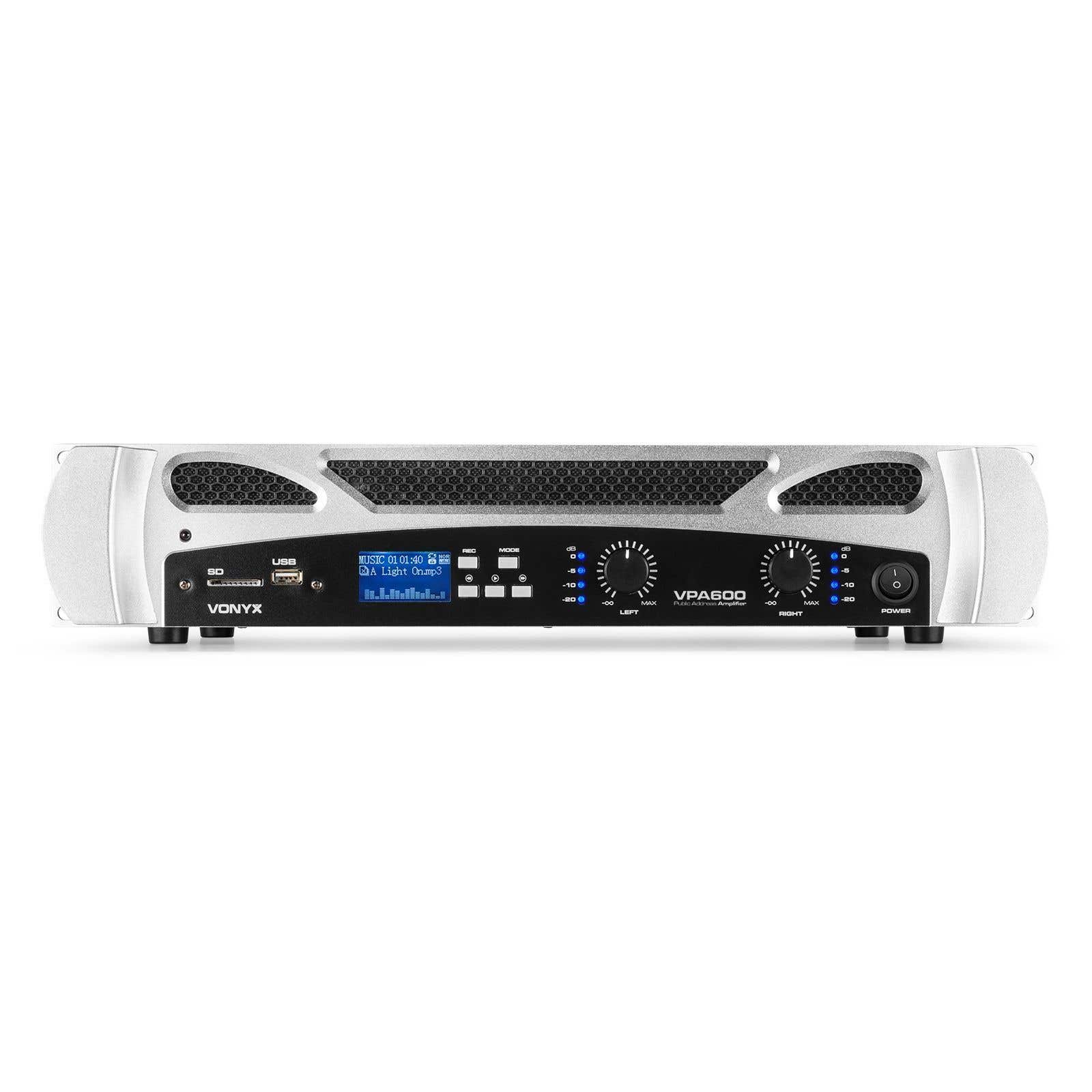 Vonyx VPA600 versterker 2x 300W met Bluetooth en mp3 speler