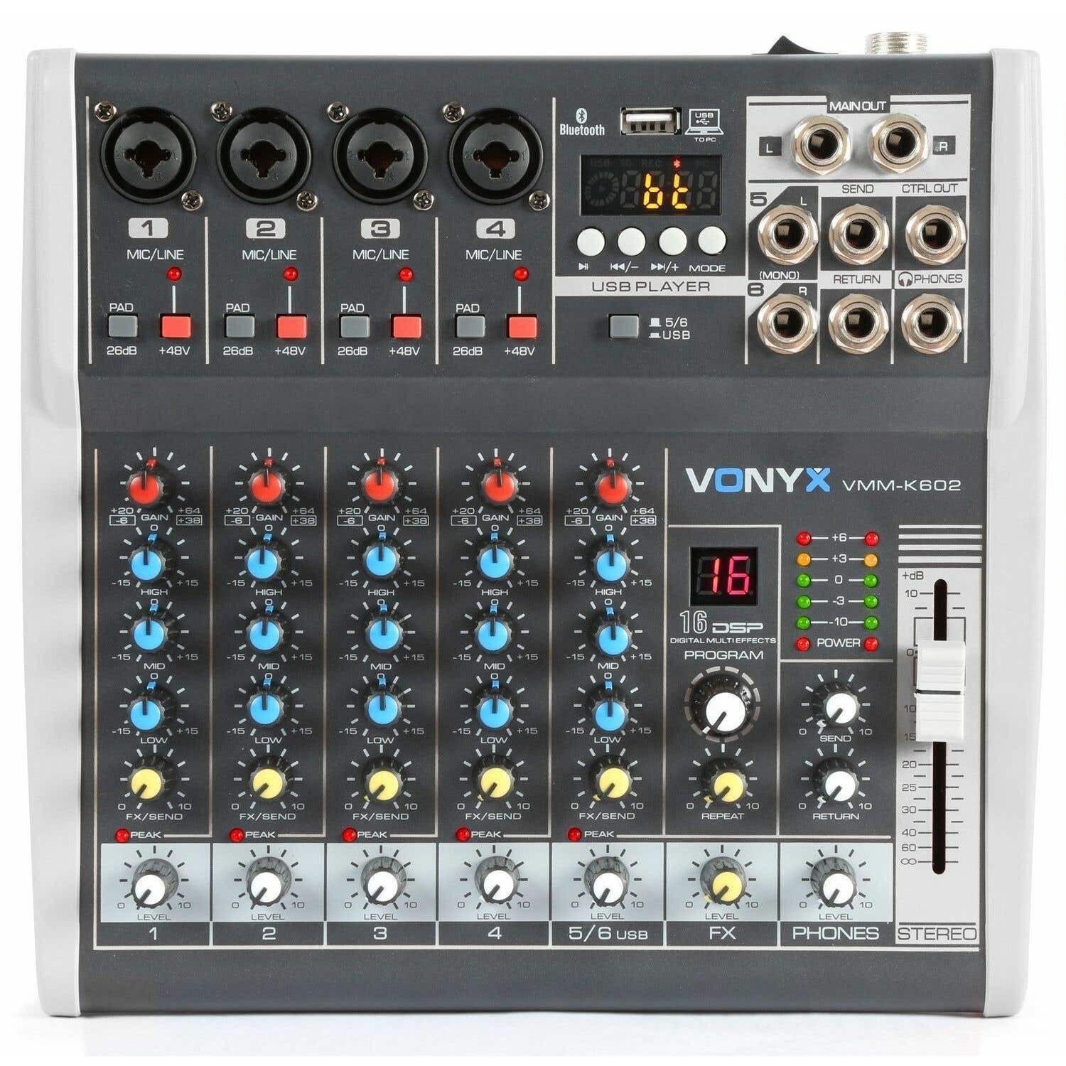 Retourdeal - Vonyx VMM-K602 6 kanaals muziekmixer met Bluetooth en effecten