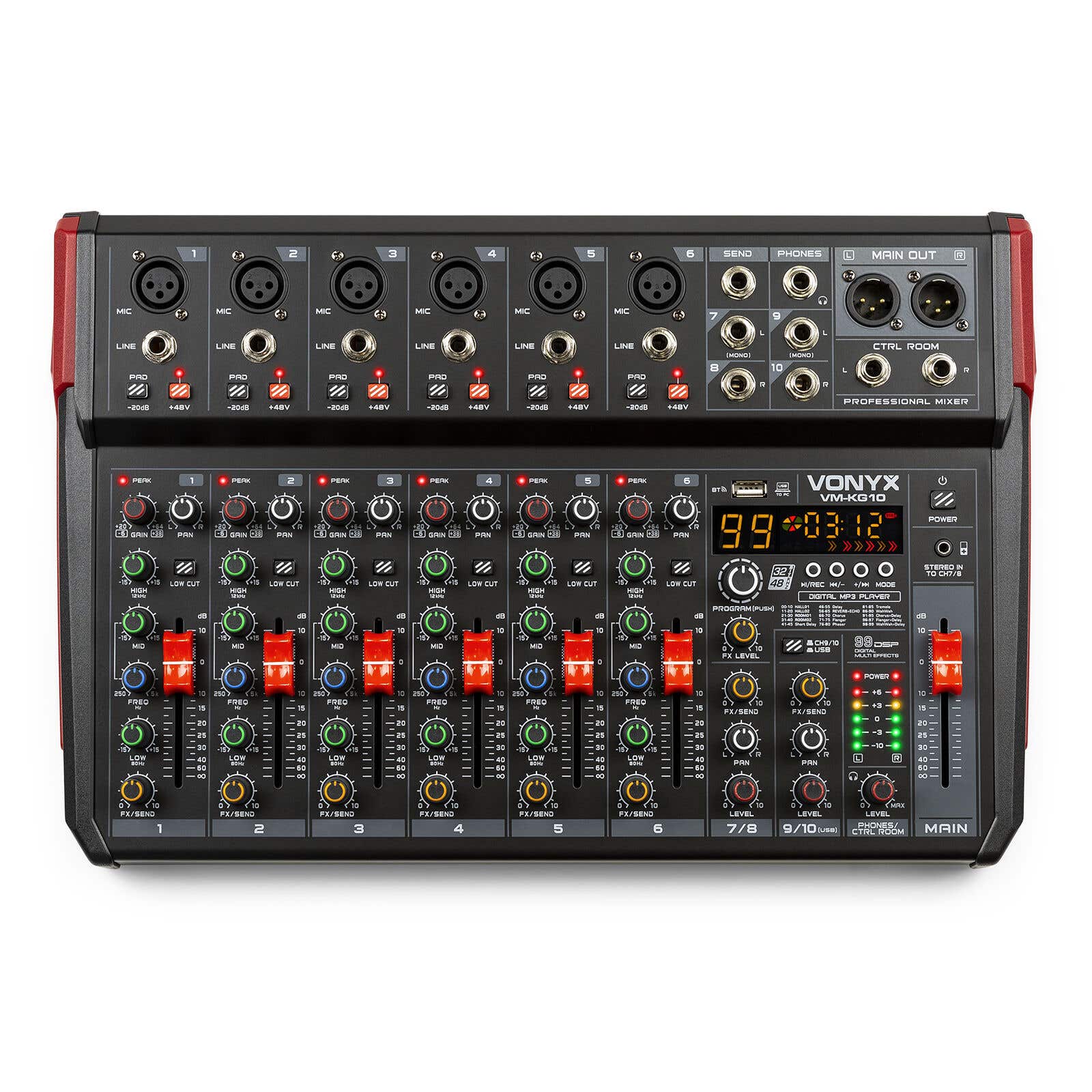 Retourdeal - Vonyx VM-KG10 - 10-kanaals mengtafel met Bluetooth, DSP, USB audio interface, etc.