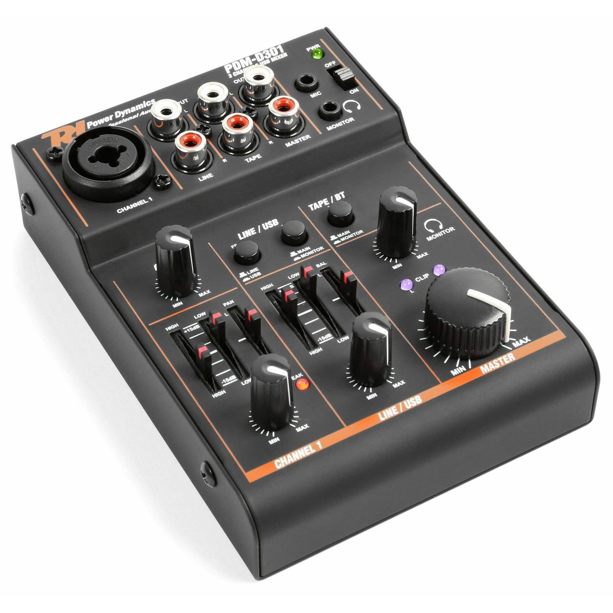 Power Dynamics PDM-D301 3 Kanaals USB Mengpaneel