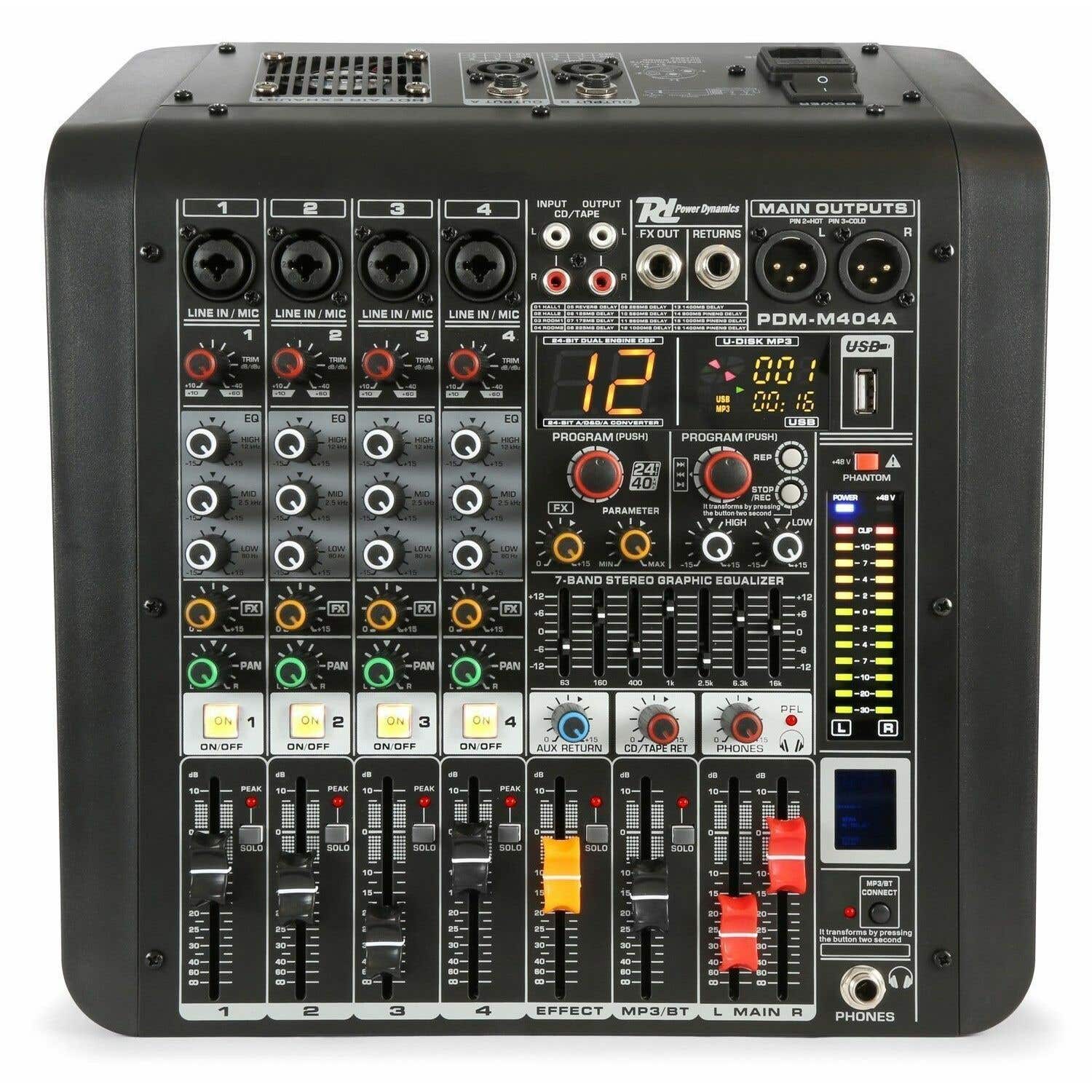 Retourdeal - Power Dynamics PDM-M404A 4 kanaals muziek mixer /