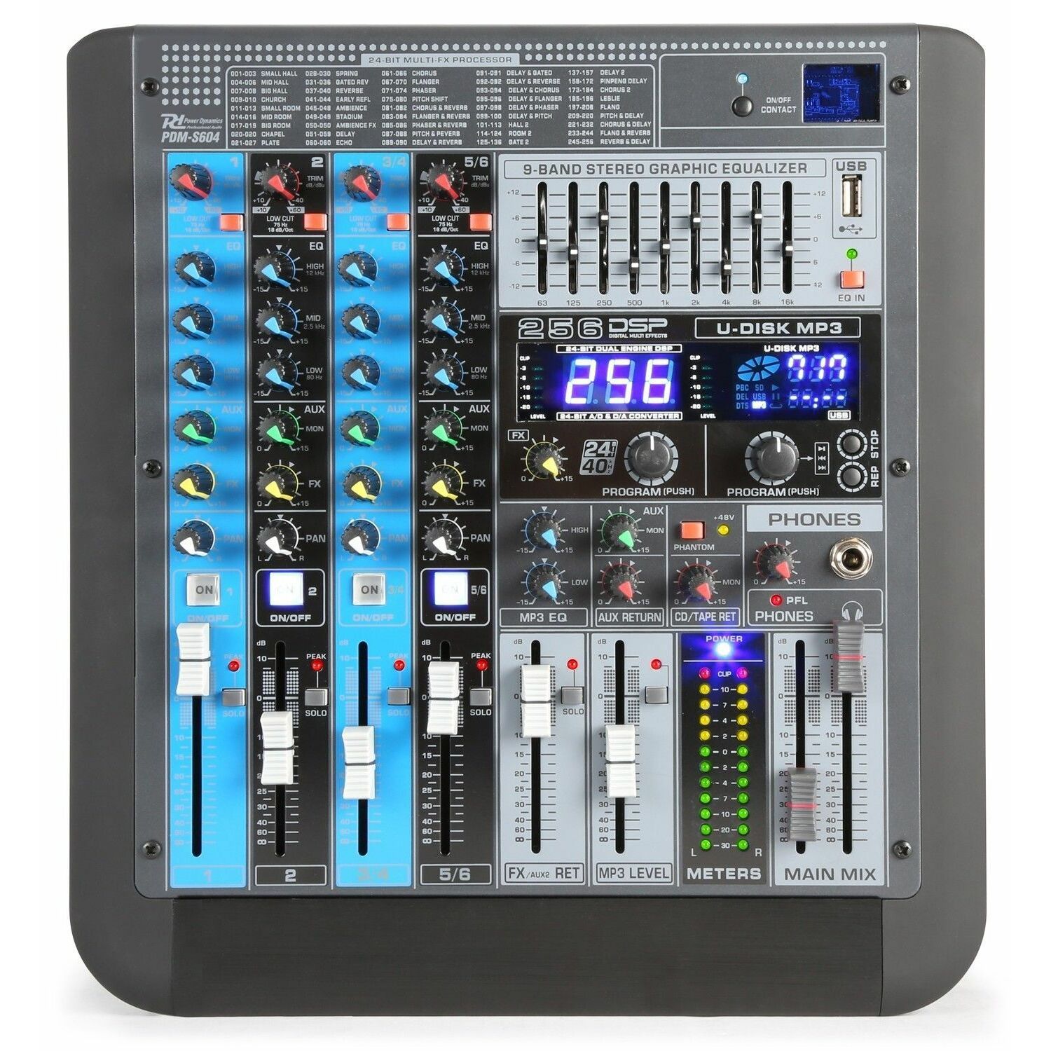 Power Dynamics PDM-S604 professionele 6 kanaals mixer