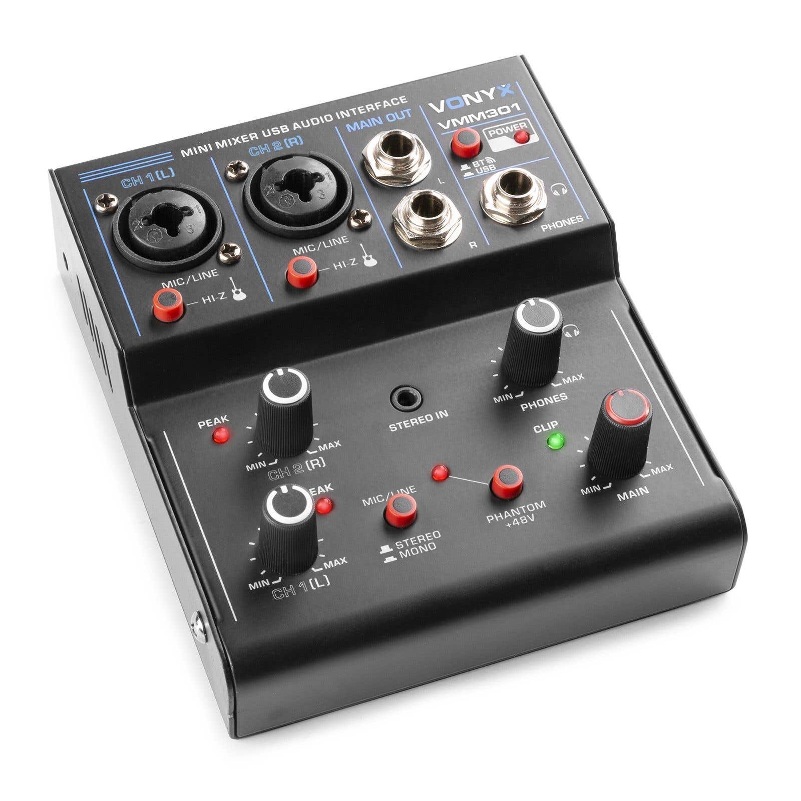 Vonyx VMM301 USB mixer - 3-kanaals mengpaneel met Bluetooth en USB