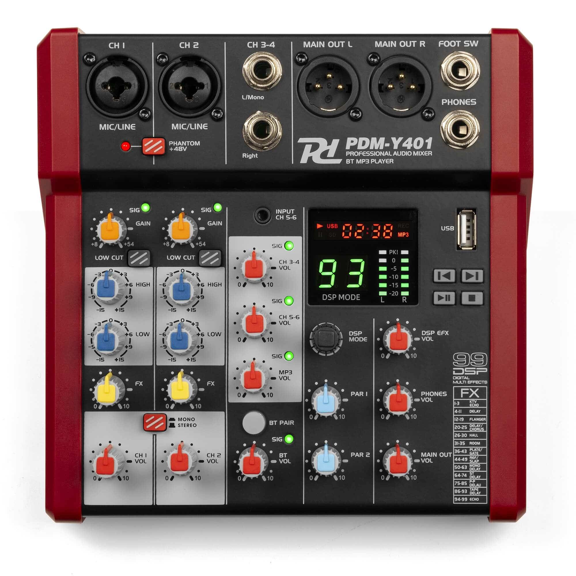 Power Dynamics PDM-Y401 mixer - 4 kanaals mengpaneel met Bluetooth