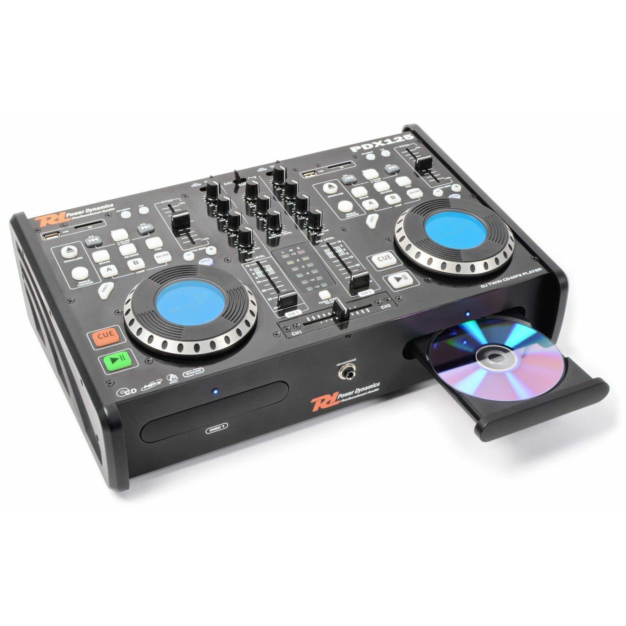 Power Dynamics PDX125 dubbele CD/USB/CD/MP3 speler en mixer